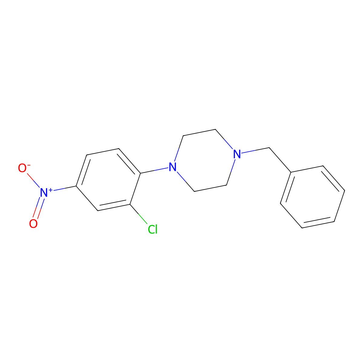 1-Benzyl-4-(2-chloro-4-nitrophenyl)piperazine molecular structure, CAS 55403-31-1