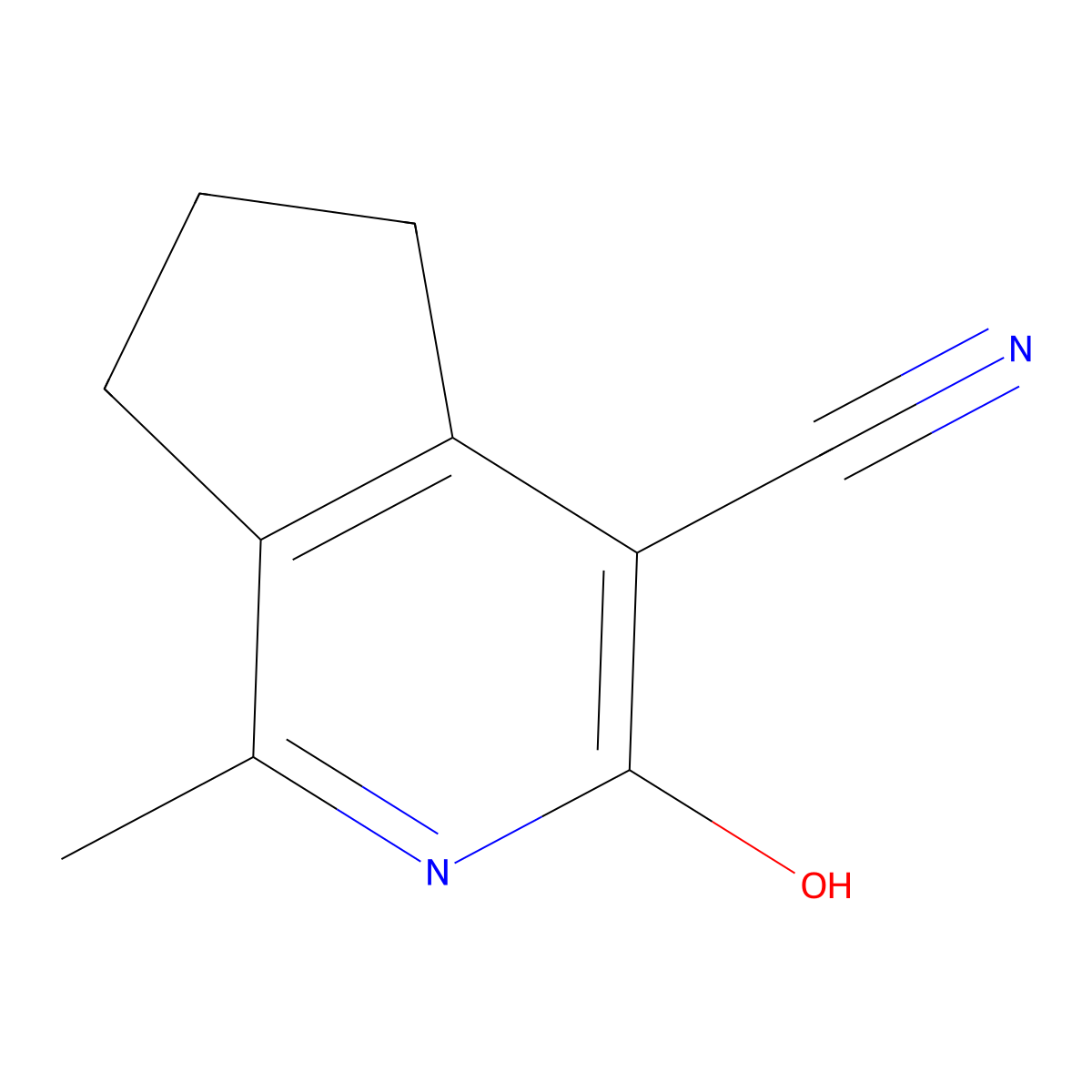 3-hydroxy-1-methyl-5H,6H,7H-cyclopenta[c]pyridine-4-carbonitrile molecular structure, CAS 55407-71-1