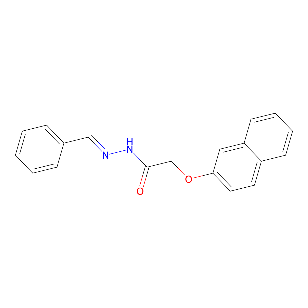 N-(Benzylideneamino)-2-naphthalen-2-yloxy-acetamide molecular structure, CAS 5541-02-6