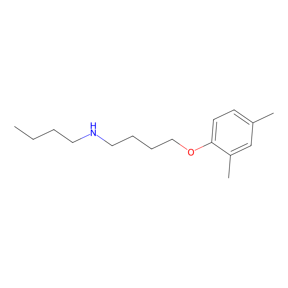 N-butyl-4-(2,4-dimethylphenoxy)butan-1-amine molecular structure, CAS 5541-43-5