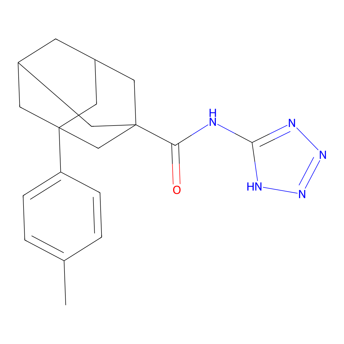 3-(4-methylphenyl)-N-(2H-tetrazol-5-yl)adamantane-1-carboxamide molecular structure, CAS 5541-55-9