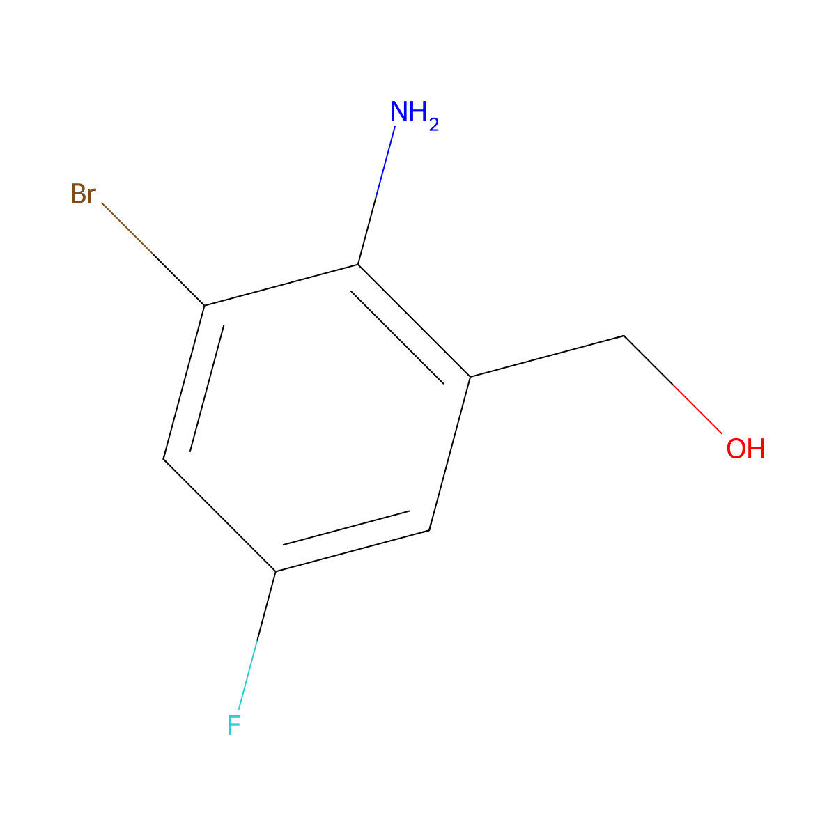 (2-Amino-3-bromo-5-fluorophenyl)methanol molecular structure, CAS 55414-45-4