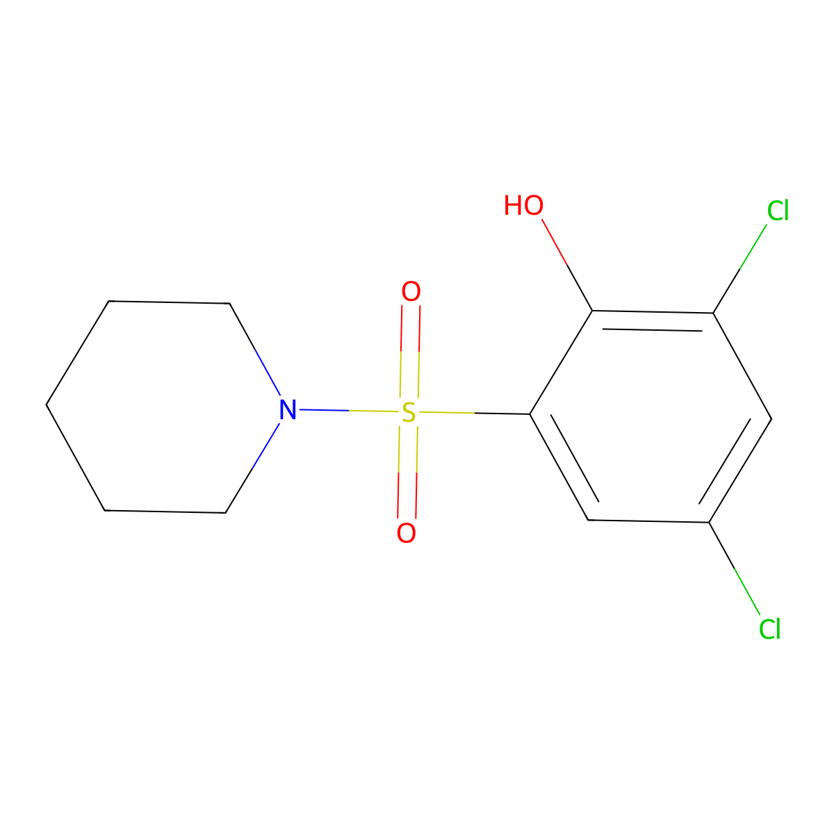 2,4-Dichloro-6-piperidin-1-ylsulfonylphenol molecular structure, CAS 55414-80-7