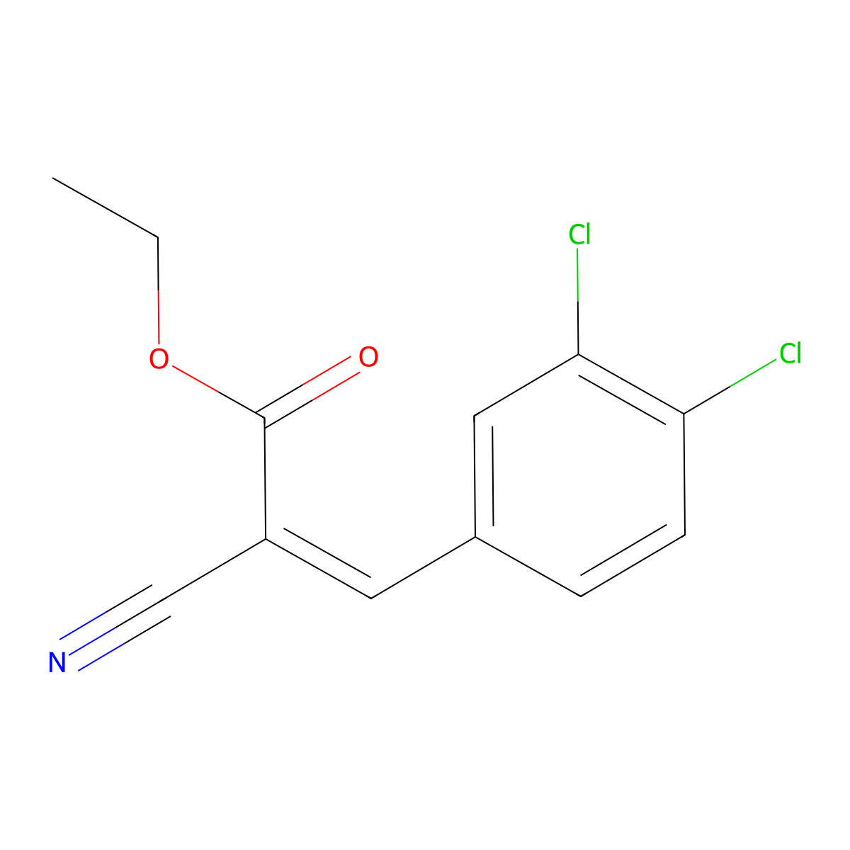 2-Propenoic acid, 2-cyano-3-(3,4-dichlorophenyl)-, ethyl ester molecular structure, CAS 55417-50-0