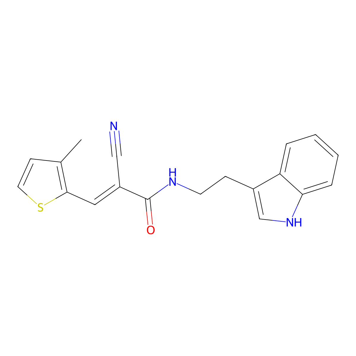 2-cyano-N-[2-(1H-indol-3-yl)ethyl]-3-(3-methylthiophen-2-yl)prop-2-enamide molecular structure, CAS 5542-46-1