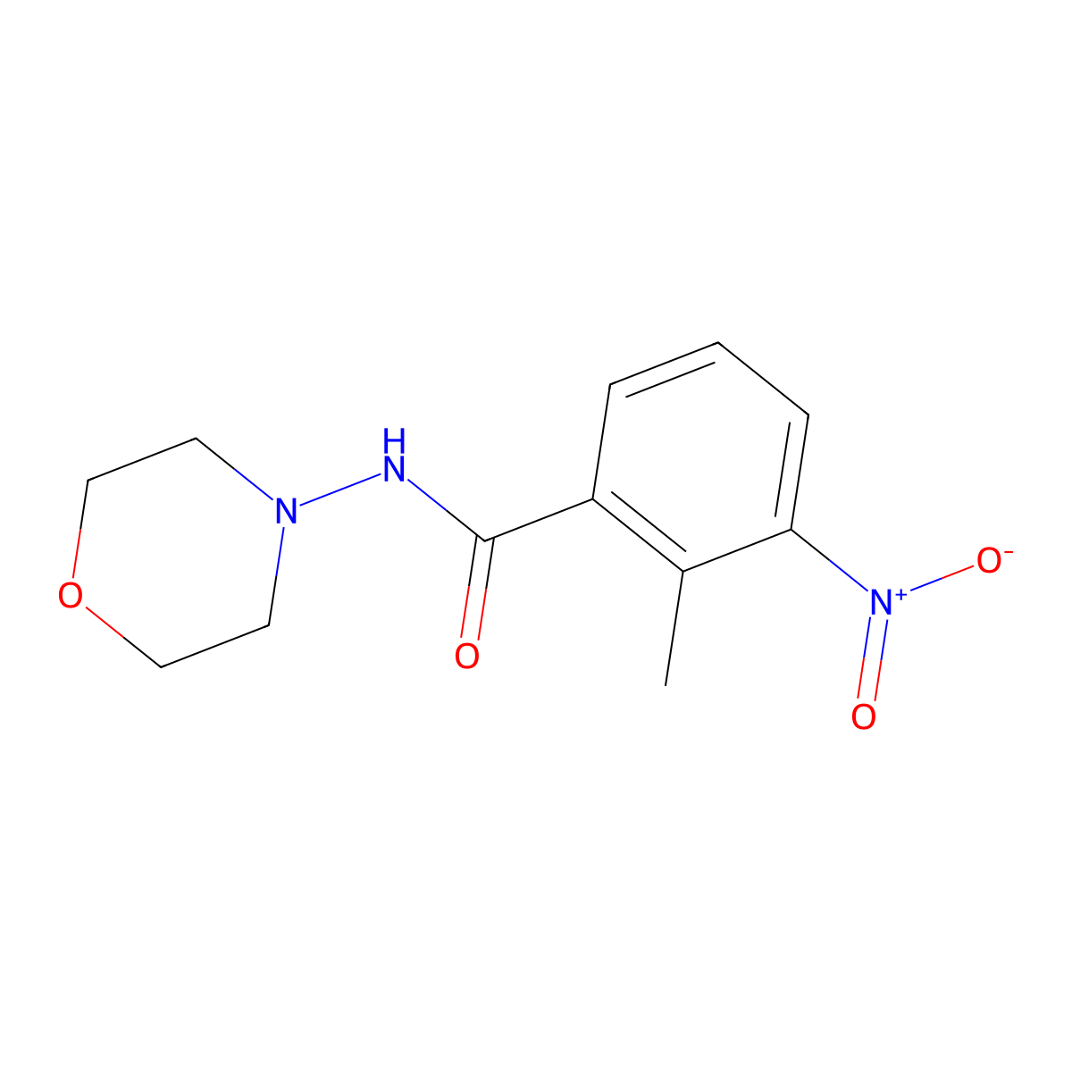 3-nitro-2-methyl-N-(4-morpholinyl)benzamide molecular structure, CAS 5542-81-4