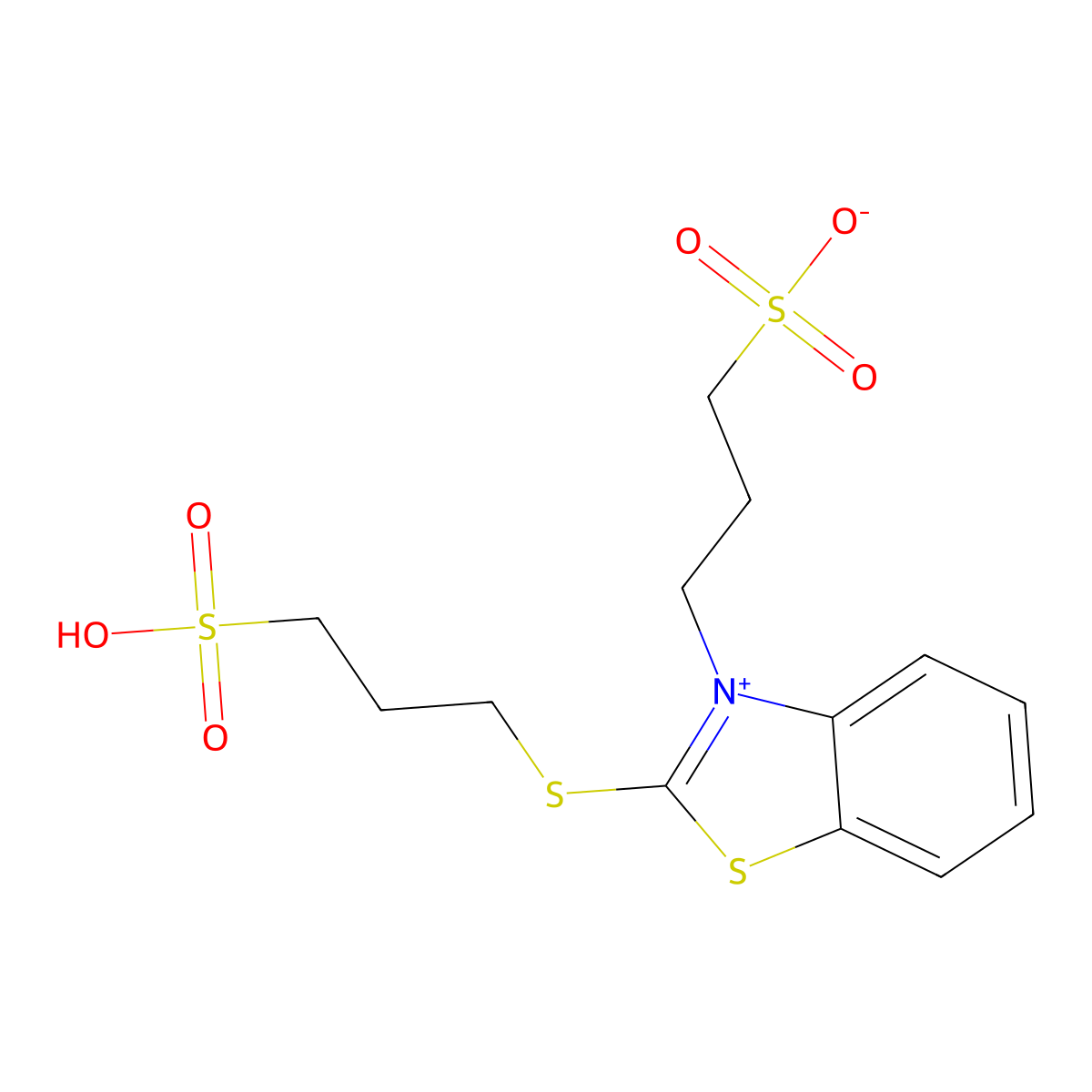 benzothiazolium, 3-(3-sulfopropyl)-2-((3-sulfopropyl)thio)-, inner salt molecular structure, CAS 55425-51-9