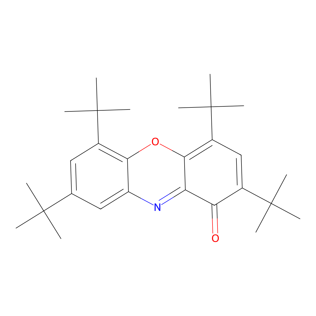 1H-Phenoxazin-1-one, 2,4,6,8-tetrakis(1,1-dimethylethyl)- molecular structure, CAS 55429-04-4