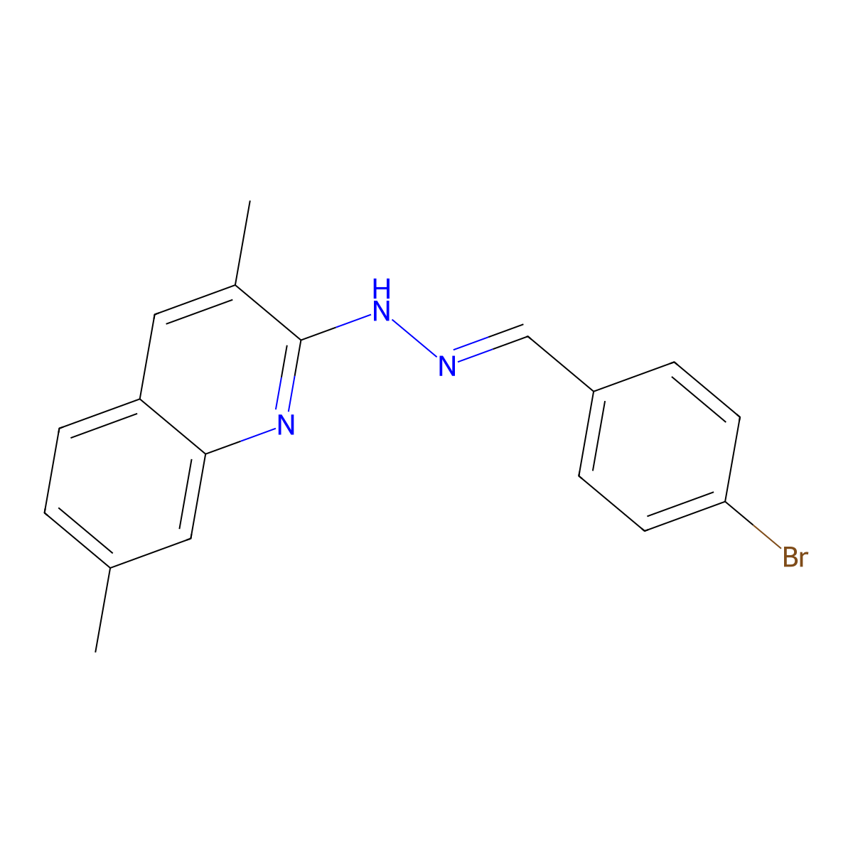 N-[(4-bromophenyl)methylideneamino]-3,7-dimethyl-quinolin-2-amine molecular structure, CAS 5543-15-7