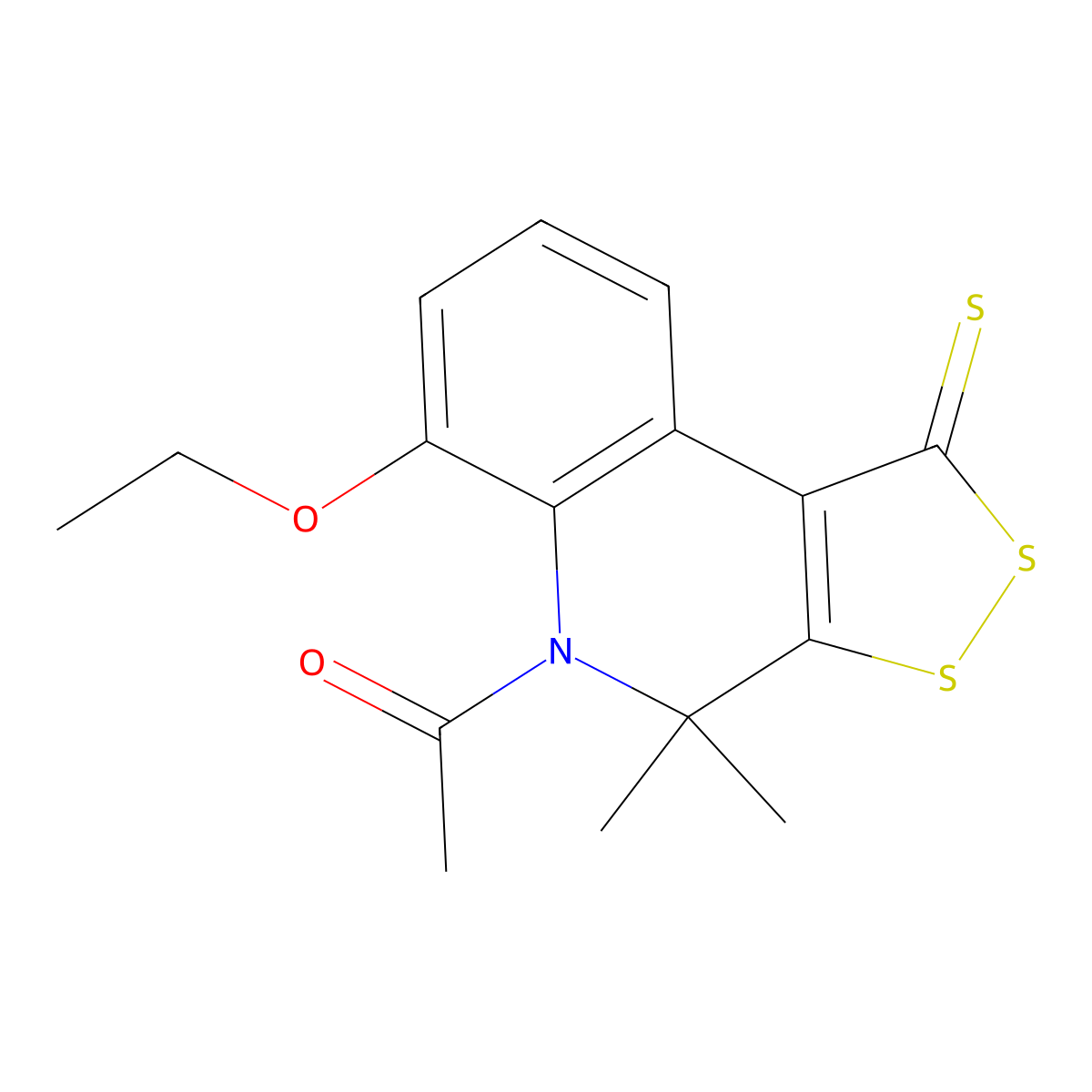 1-(6-Ethoxy-4,4-dimethyl-1-sulfanylidenedithiolo[3,4-c]quinolin-5-yl)ethanone molecular structure, CAS 5543-29-3