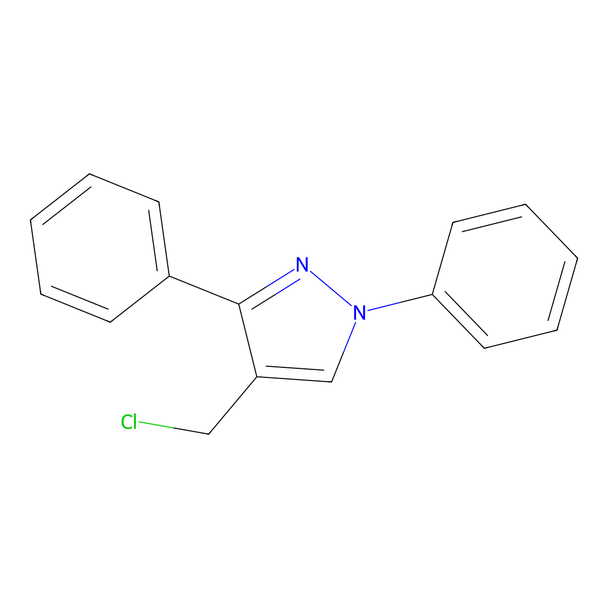 4-(chloromethyl)-1,3-diphenyl-1H-pyrazole molecular structure, CAS 55432-05-8