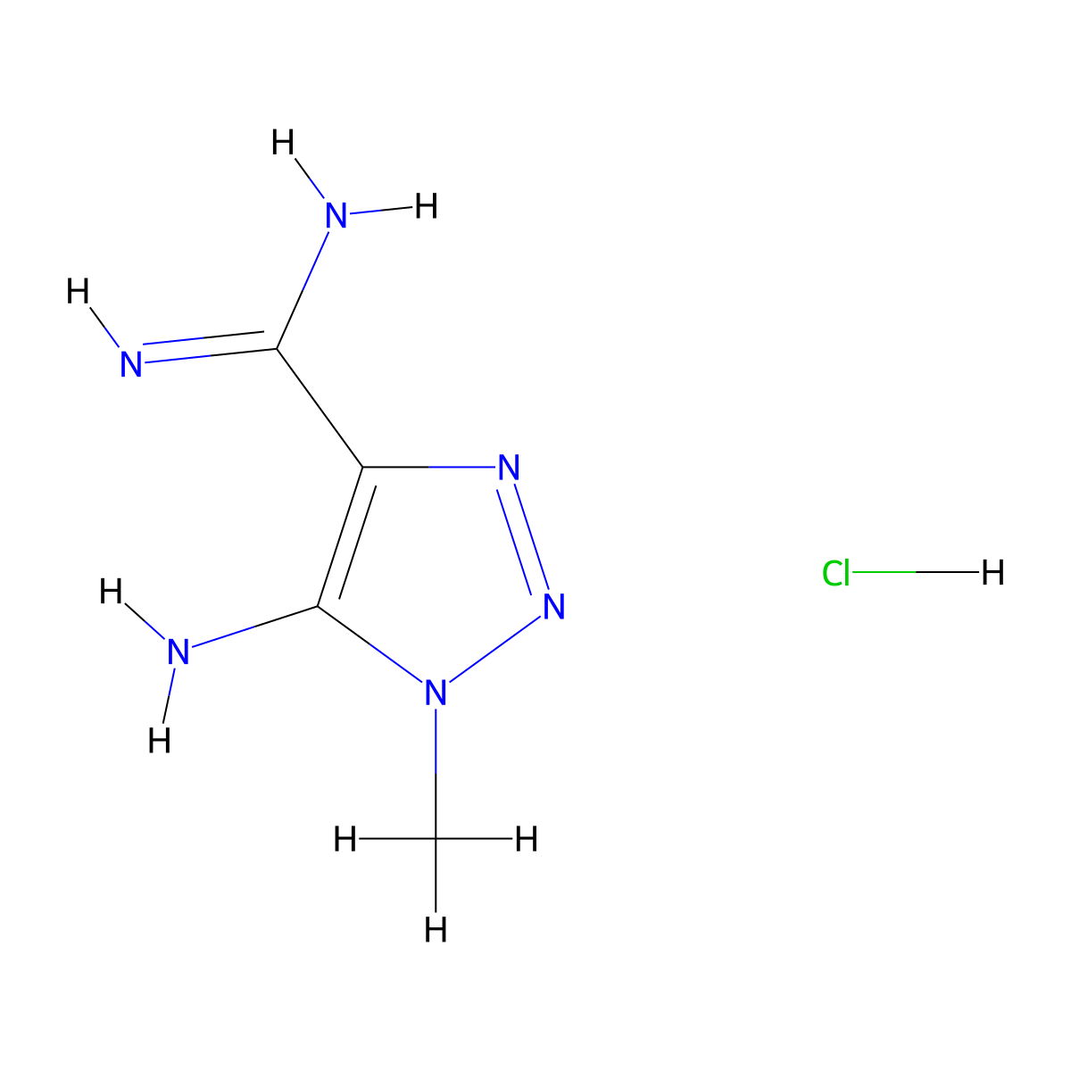 5-amino-1-methyl-1H-1,2,3-triazole-4-carboximidamide hydrochloride molecular structure, CAS 55432-72-9