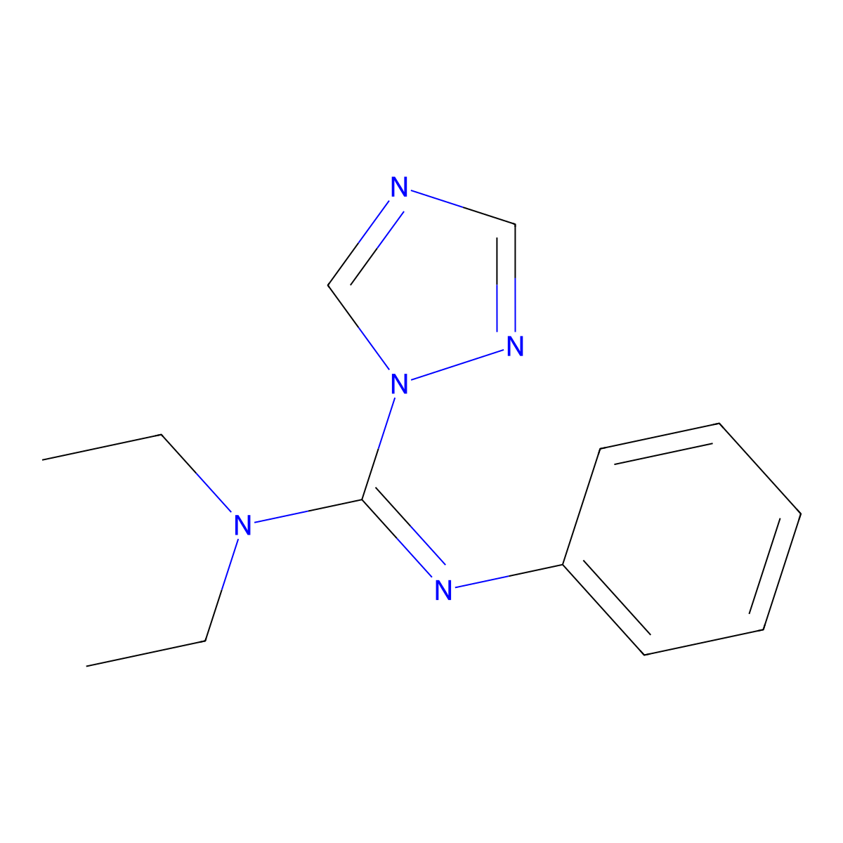 N,N-diethyl-N'-phenyl-1H-1,2,4-triazole-1-carboximidamide molecular structure, CAS 55433-45-9