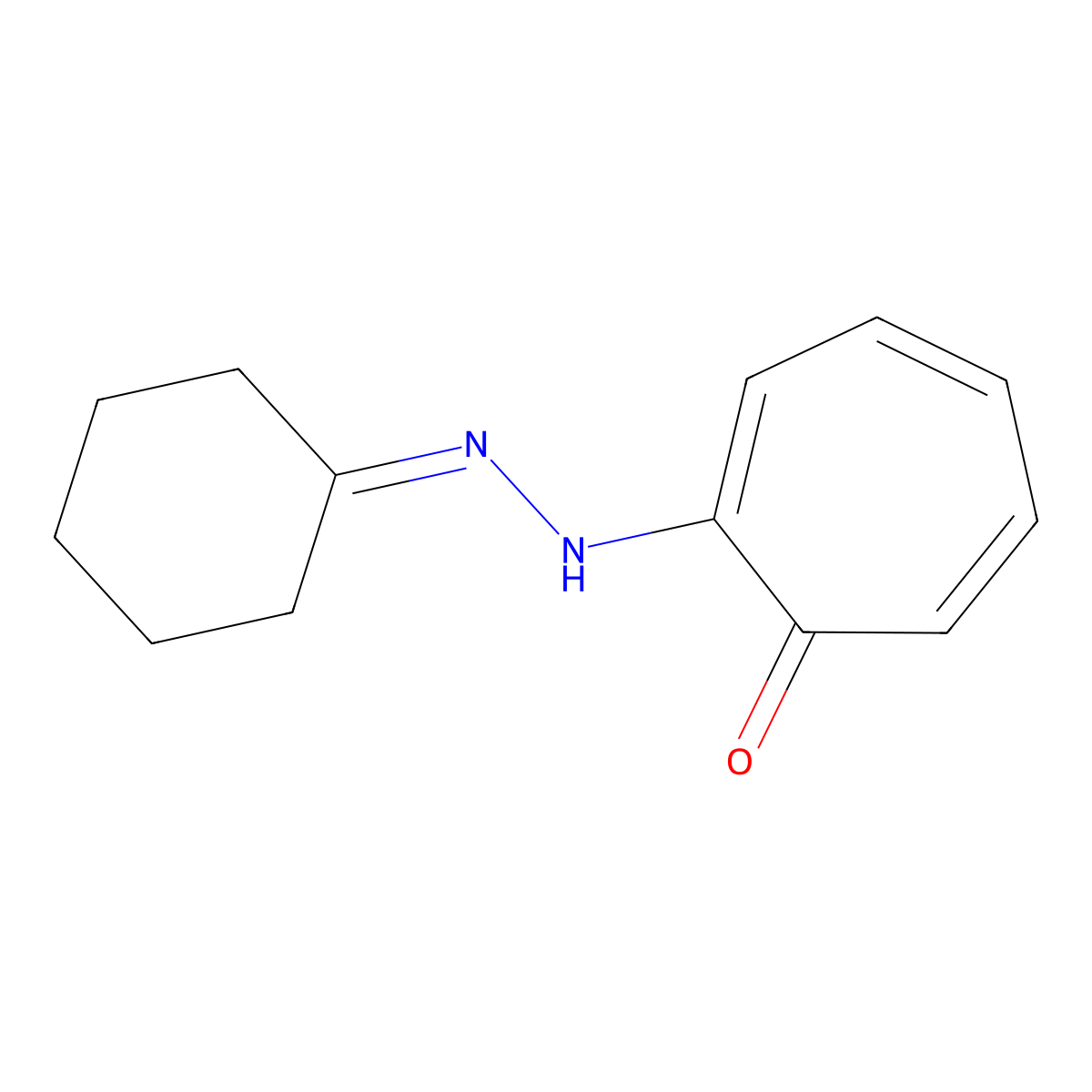 2-(2-Cyclohexylidenehydrazinyl)cyclohepta-2,4,6-trien-1-one molecular structure, CAS 55438-19-2
