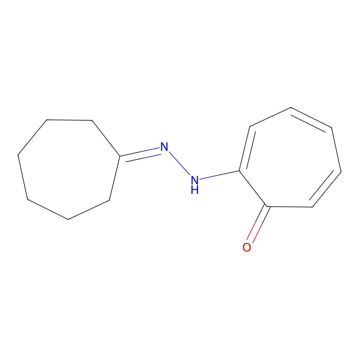 2-(2-Cycloheptylidenehydrazinyl)cyclohepta-2,4,6-trien-1-one molecular structure, CAS 55438-36-3