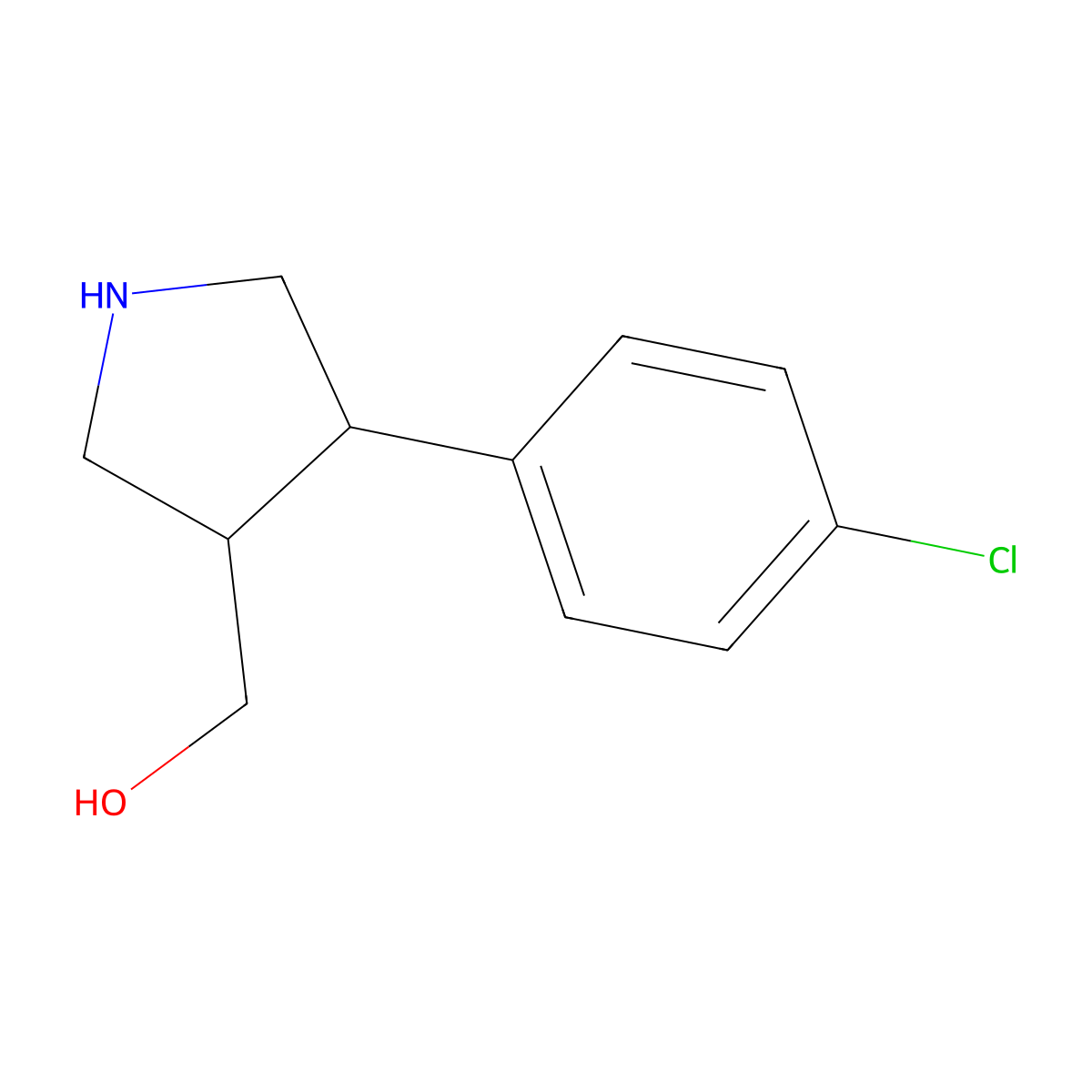((3S,4R)-4-(4-Chlorophenyl)pyrrolidin-3-YL)methanol molecular structure, CAS 55438-52-3