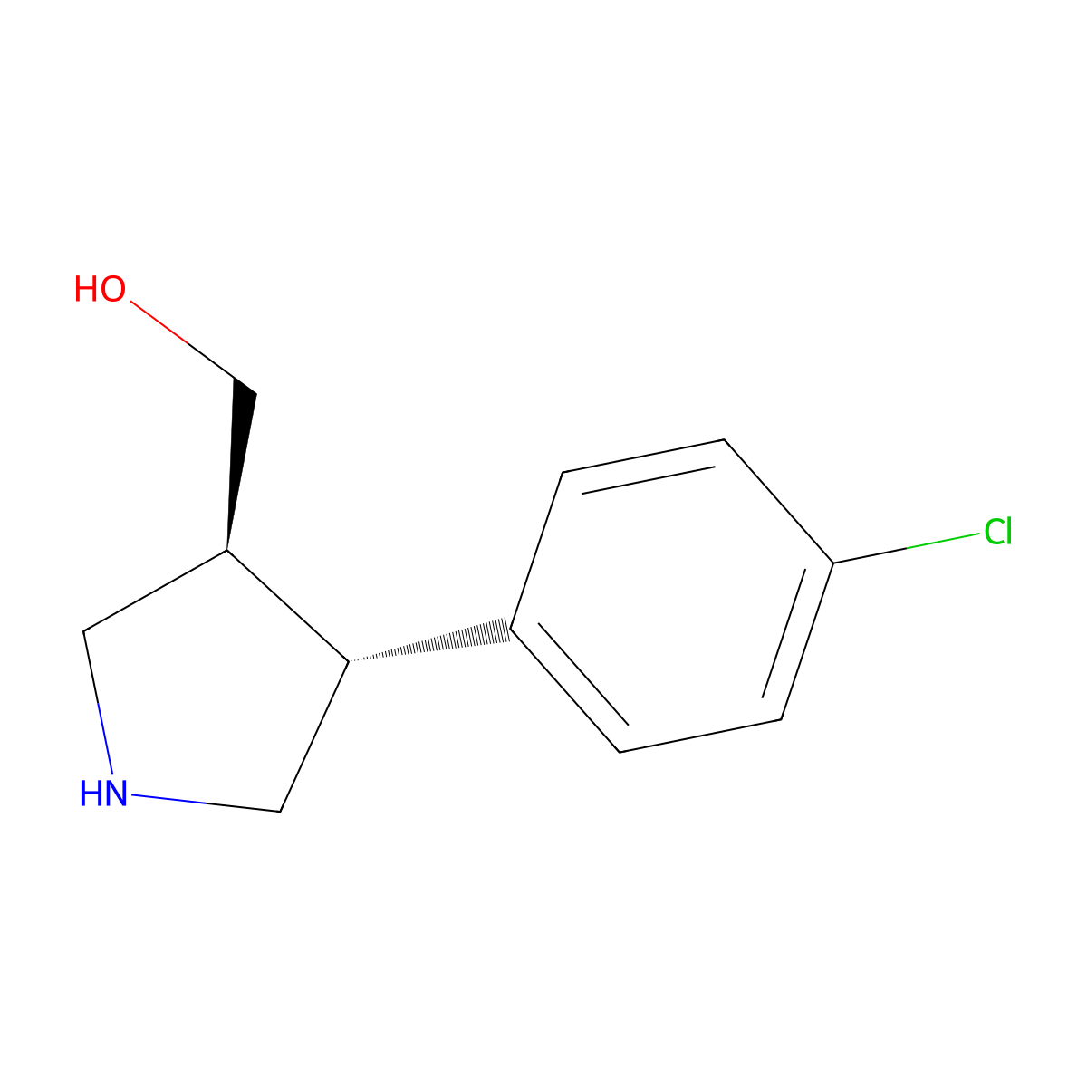 ((3S,4R)-4-(4-Chlorophenyl)pyrrolidin-3-YL)methanol molecular structure, CAS 55438-52-3