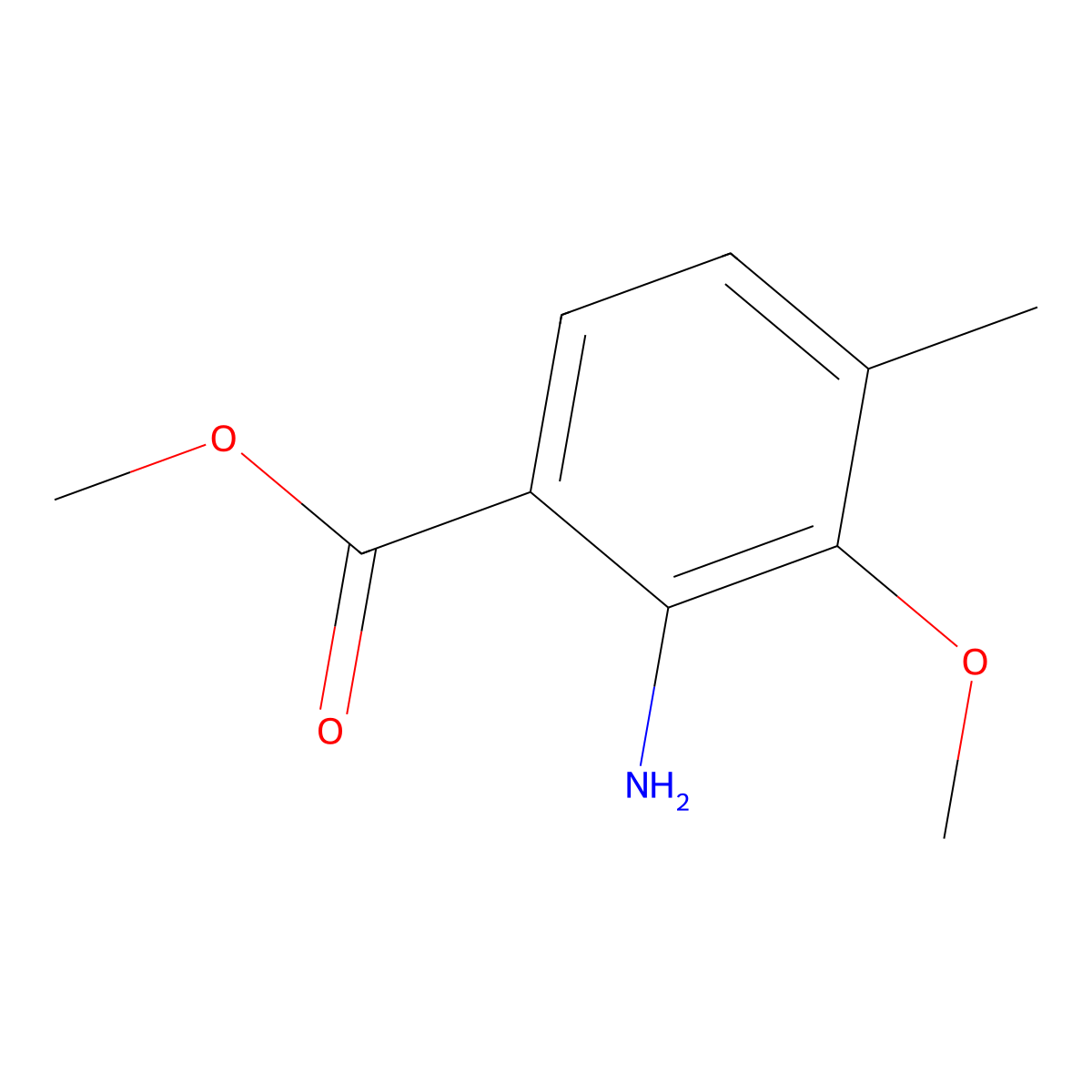 Methyl 2-amino-3-methoxy-4-methylbenzoate molecular structure, CAS 5544-24-1