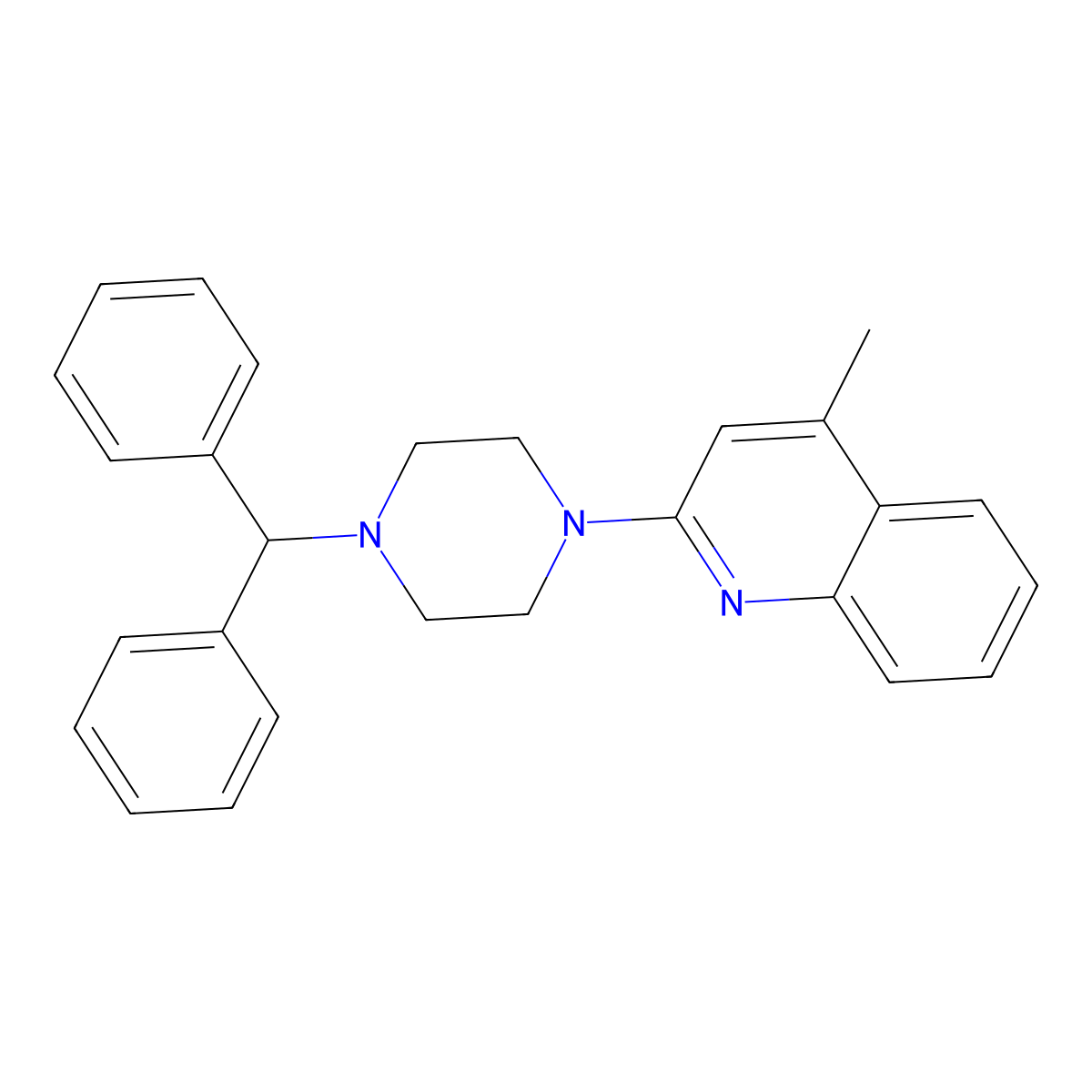 2-(4-Benzhydrylpiperazin-1-yl)-4-methylquinoline molecular structure, CAS 5544-80-9
