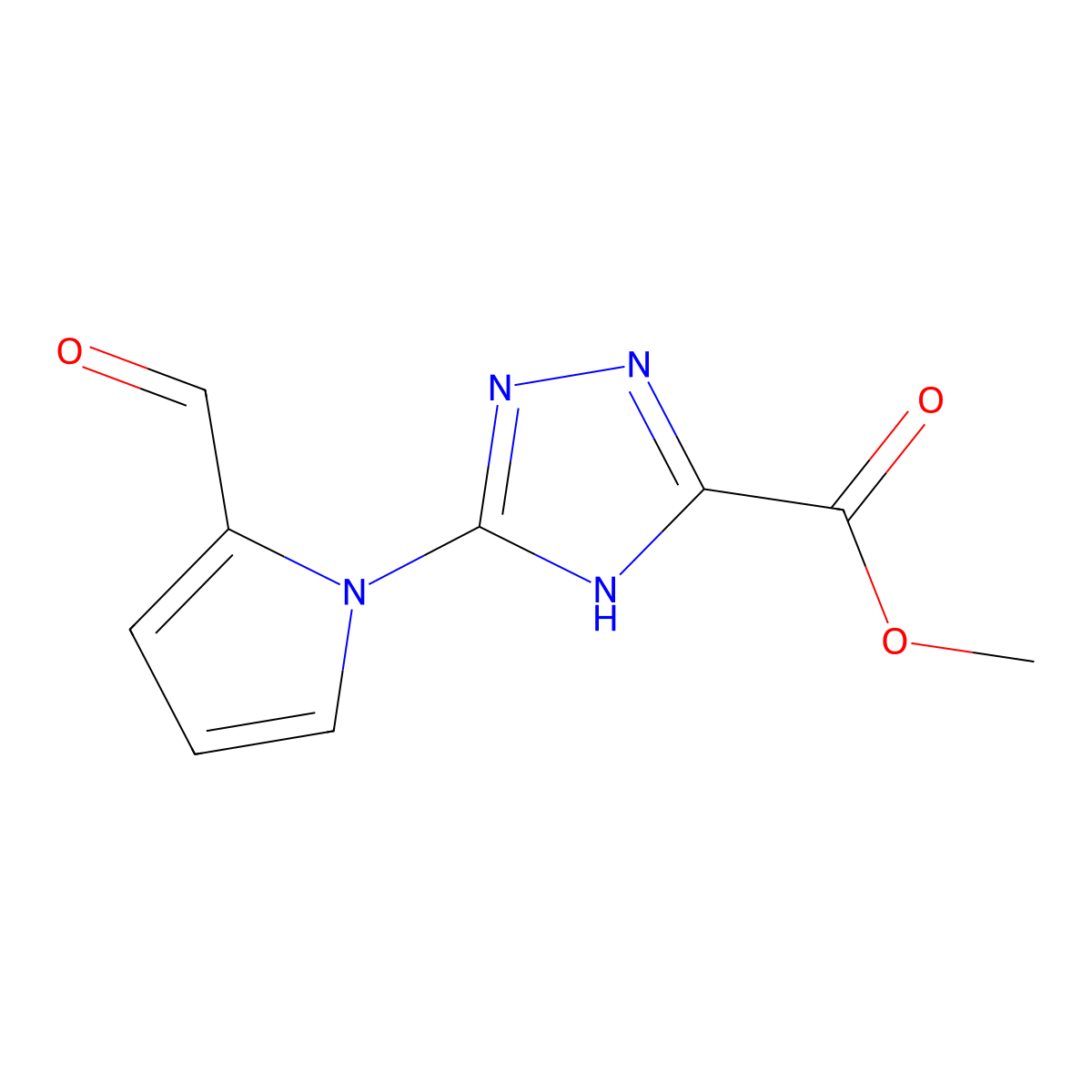 methyl 5-(2-formyl-1H-pyrrol-1-yl)-4H-1,2,4-triazole-3-carboxylate molecular structure, CAS 554402-33-4