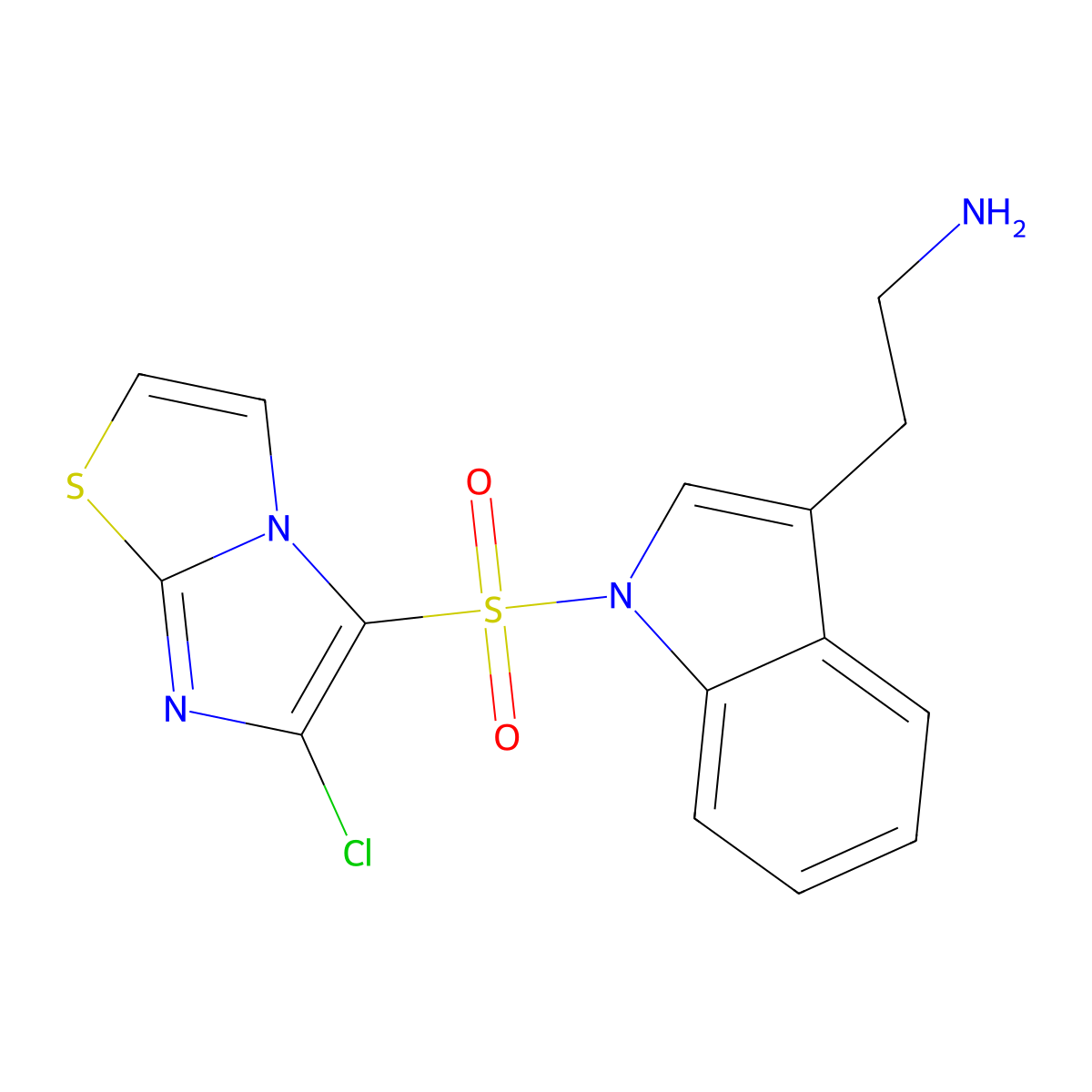 1-((6-Chloroimidazo(2,1-b)thiazol-5-yl)sulfonyl)-1H-indole-3-ethanamine molecular structure, CAS 554403-49-5