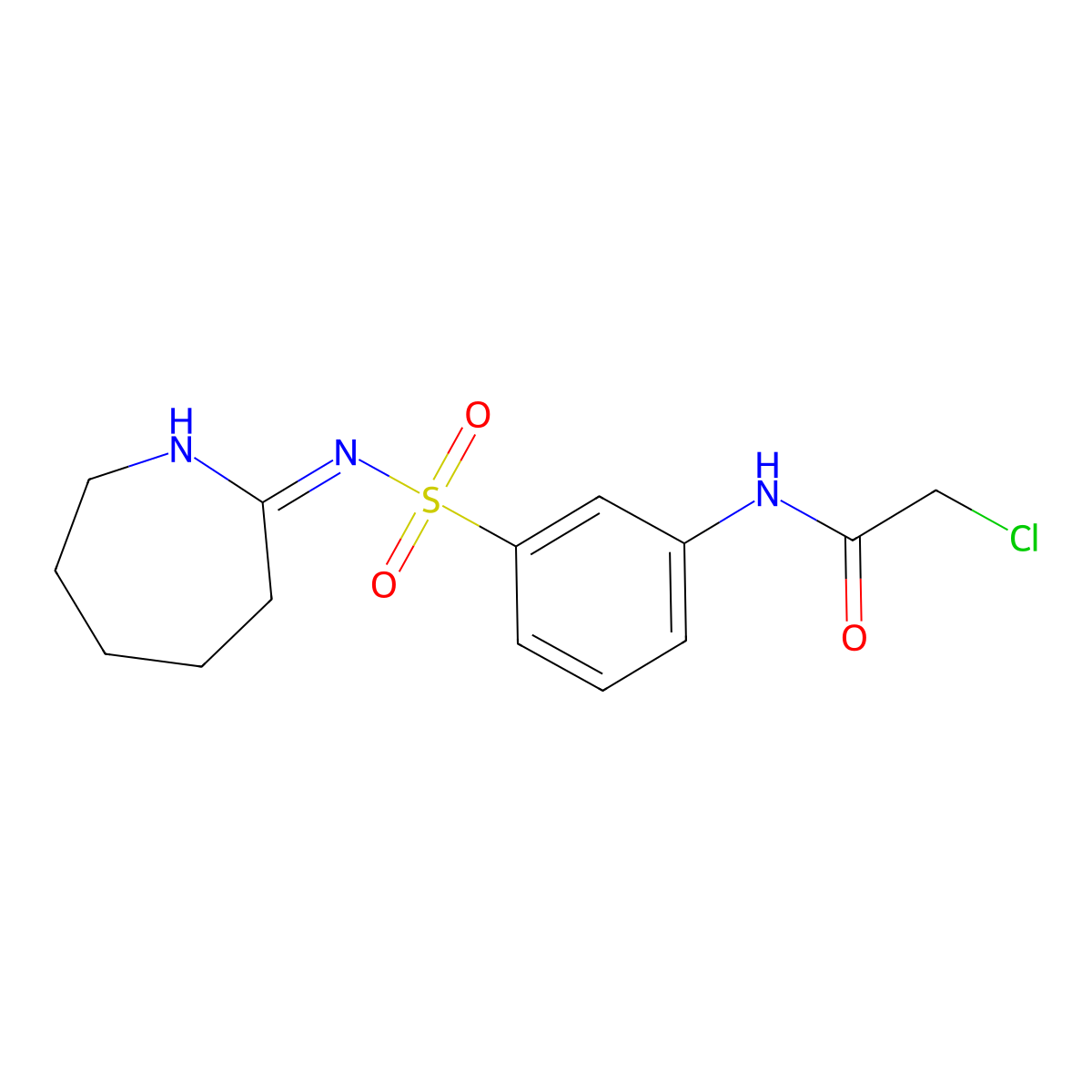 2-Chloro-N-[3-[[(3,4,5,6-tetrahydro-2H-azepin-7-yl)amino]sulfonyl]phenyl]acetamide molecular structure, CAS 554404-37-4