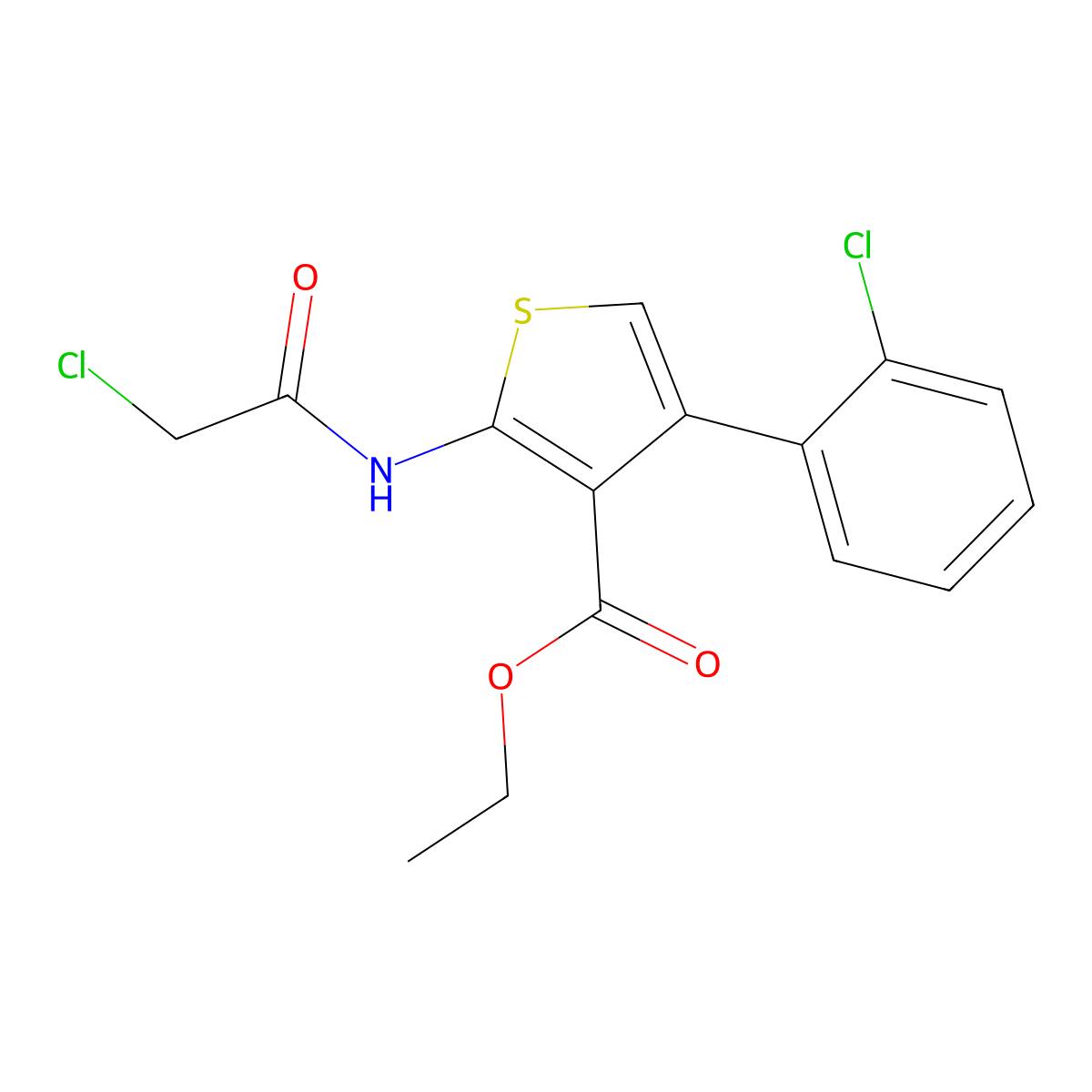 Ethyl 2-(2-chloroacetamido)-4-(2-chlorophenyl)thiophene-3-carboxylate molecular structure, CAS 554404-40-9
