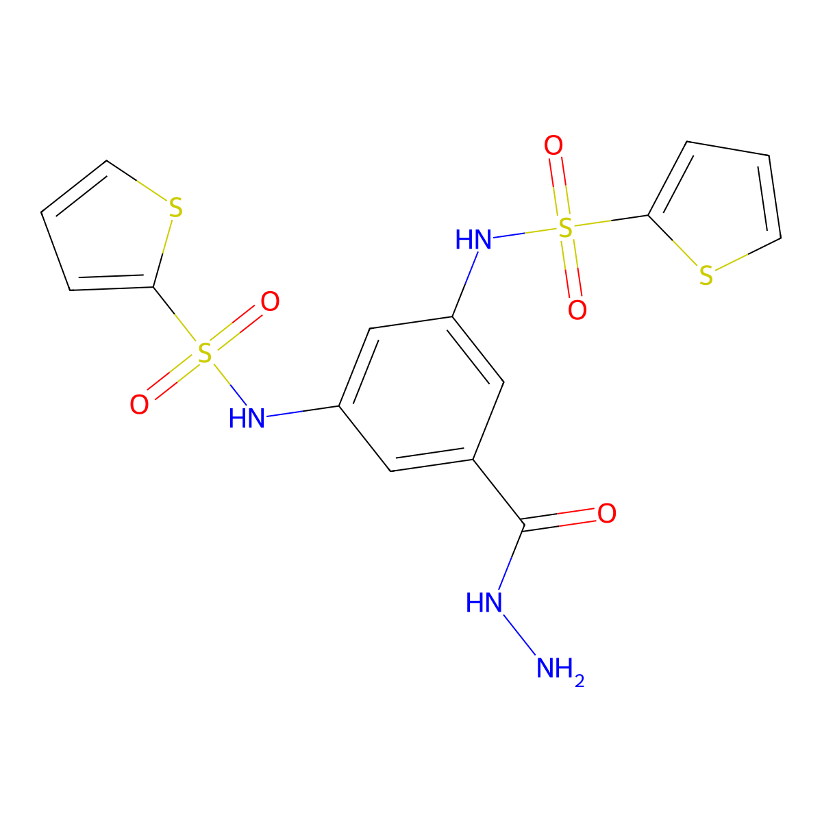 3,5-Bis[(2-thienylsulfonyl)amino]benzoic acid hydrazide molecular structure, CAS 554404-44-3