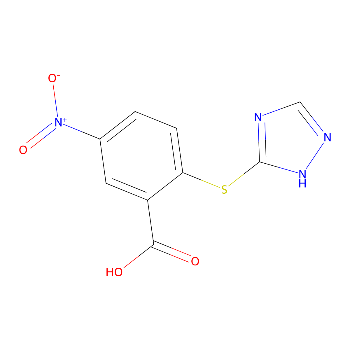 5-nitro-2-(1H-1,2,4-triazol-5-ylsulfanyl)benzoic acid molecular structure, CAS 554405-04-8