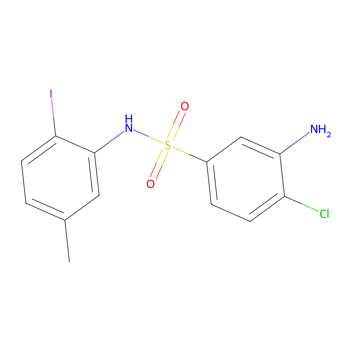 3-amino-4-chloro-N-(2-iodo-5-methylphenyl)benzene-1-sulfonamide molecular structure, CAS 554405-05-9
