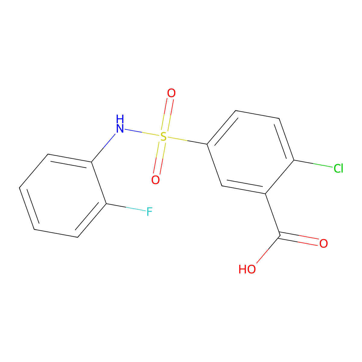2-Chloro-5-[(2-fluorophenyl)sulfamoyl]benzoic acid molecular structure, CAS 554405-07-1