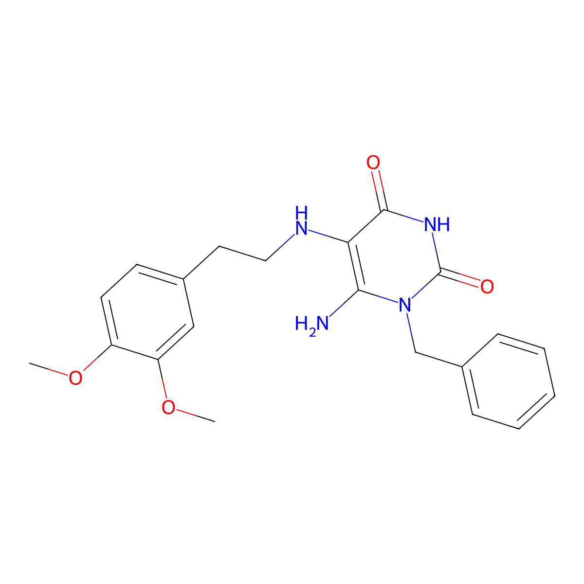6-Amino-1-benzyl-5-[2-(3,4-dimethoxy-phenyl)-ethylamino]-1H-pyrimidine-2,4-dione molecular structure, CAS 554405-18-4