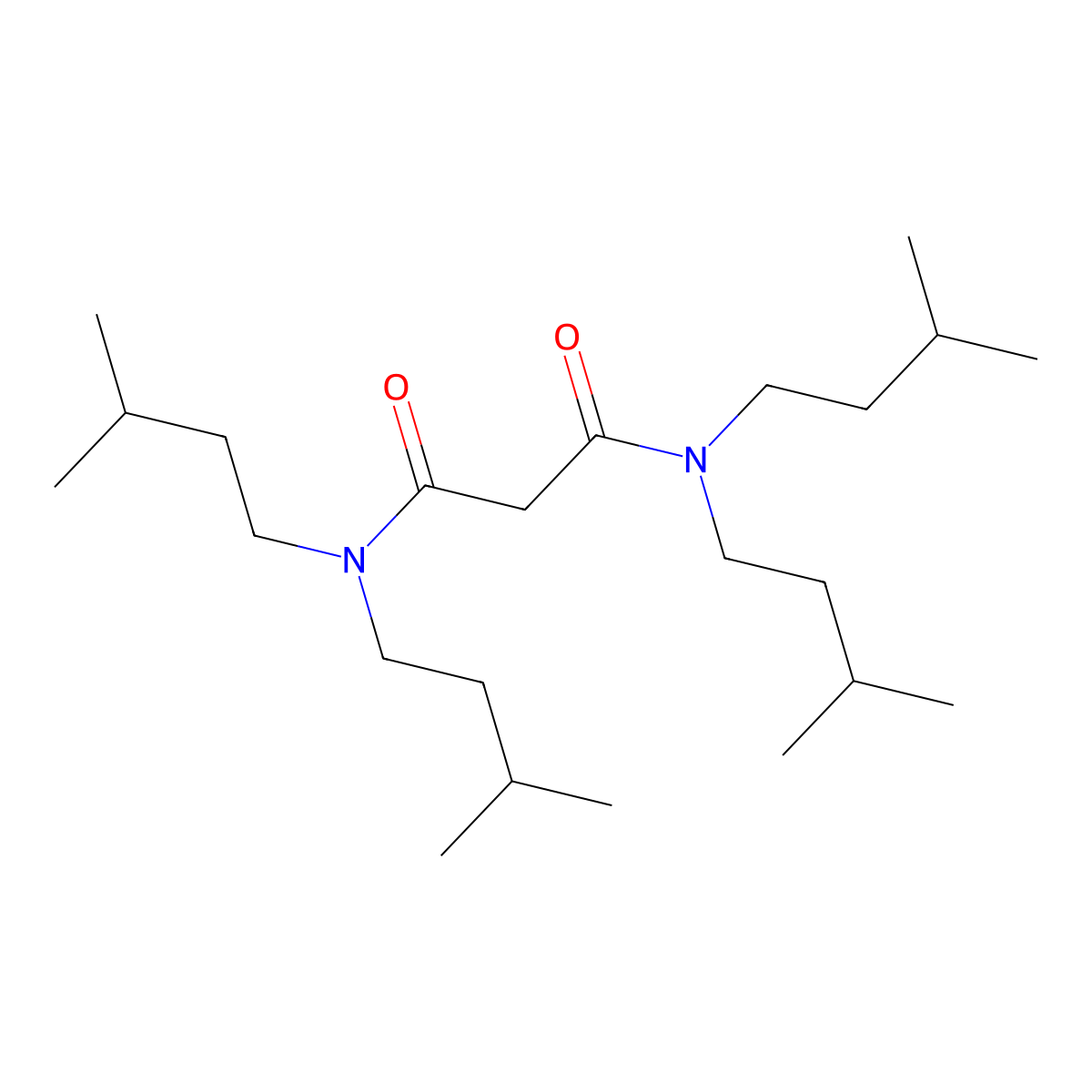 N,N,N',N'-tetrakis(3-methylbutyl)propanediamide molecular structure, CAS 554405-50-4