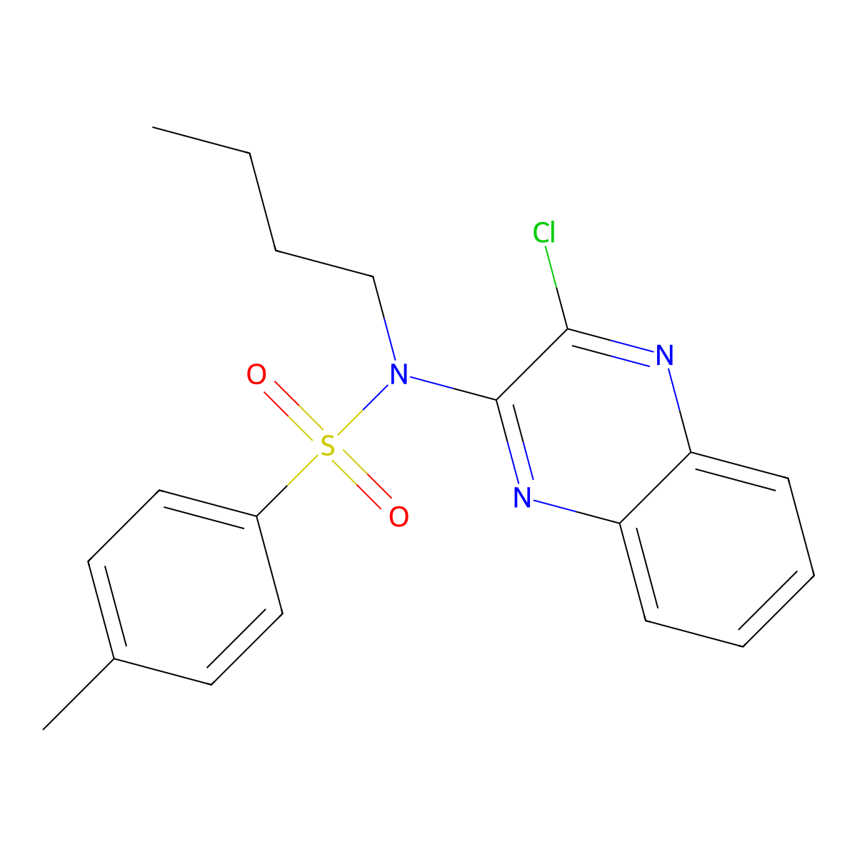 N-butyl-N-(3-chloroquinoxalin-2-yl)-4-methylbenzene-1-sulfonamide molecular structure, CAS 554405-52-6