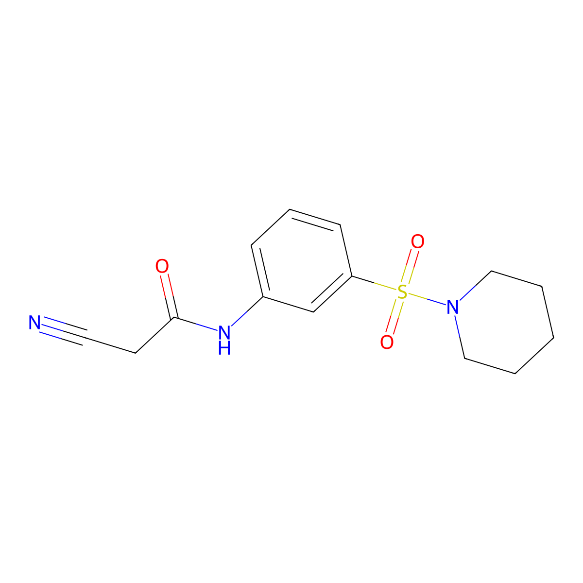 2-cyano-N-[3-(piperidine-1-sulfonyl)phenyl]acetamide molecular structure, CAS 554405-55-9