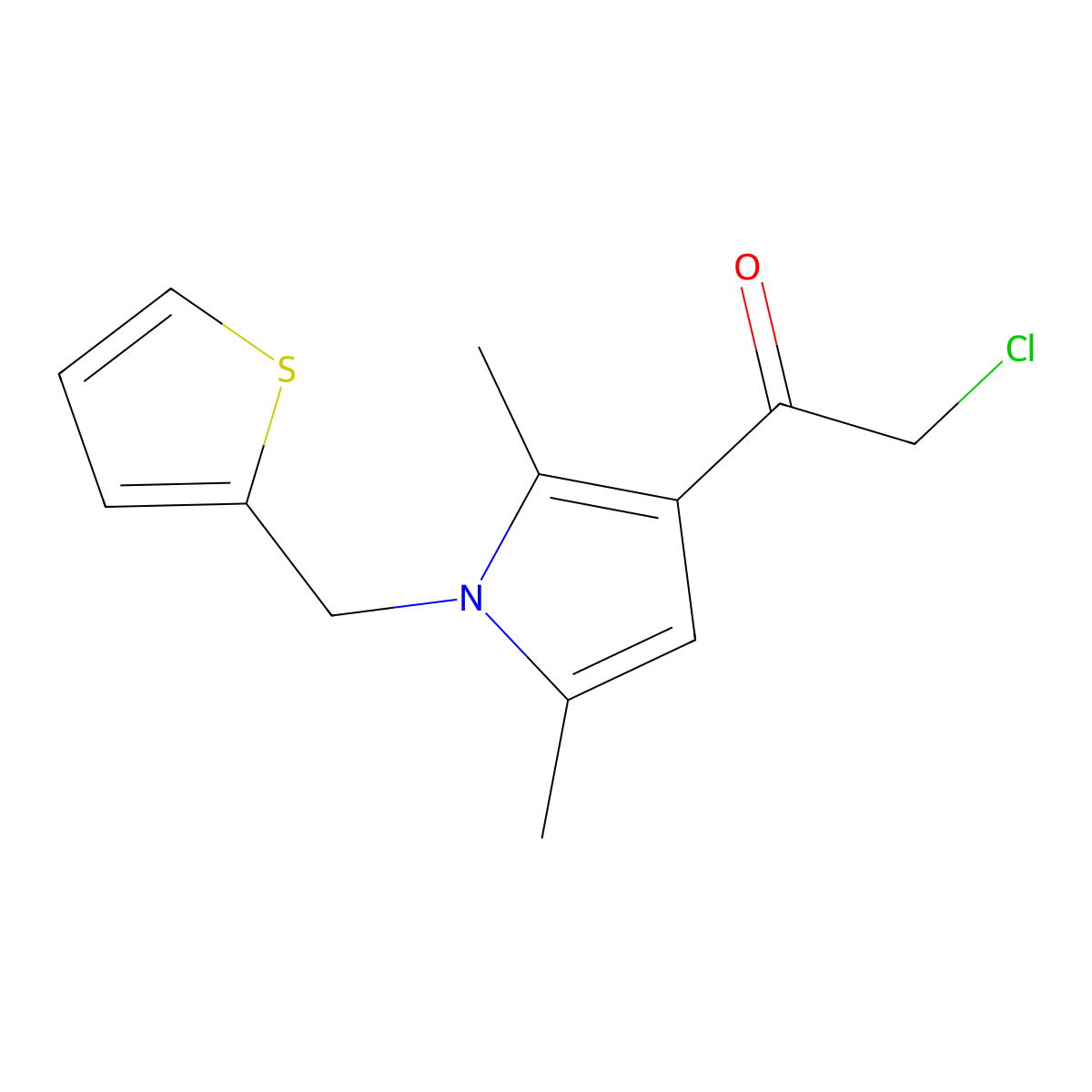 2-Chloro-1-(2,5-dimethyl-1-thiophen-2-ylmethyl-1H-pyrrol-3-yl)-ethanone molecular structure, CAS 554405-85-5
