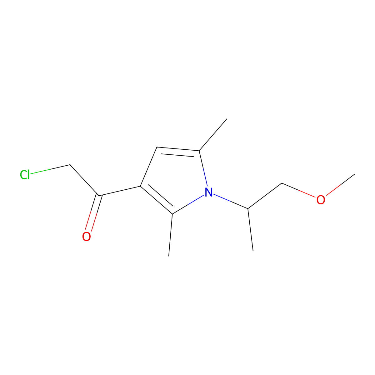2-chloro-1-[1-(1-methoxypropan-2-yl)-2,5-dimethyl-1H-pyrrol-3-yl]ethan-1-one molecular structure, CAS 554405-86-6
