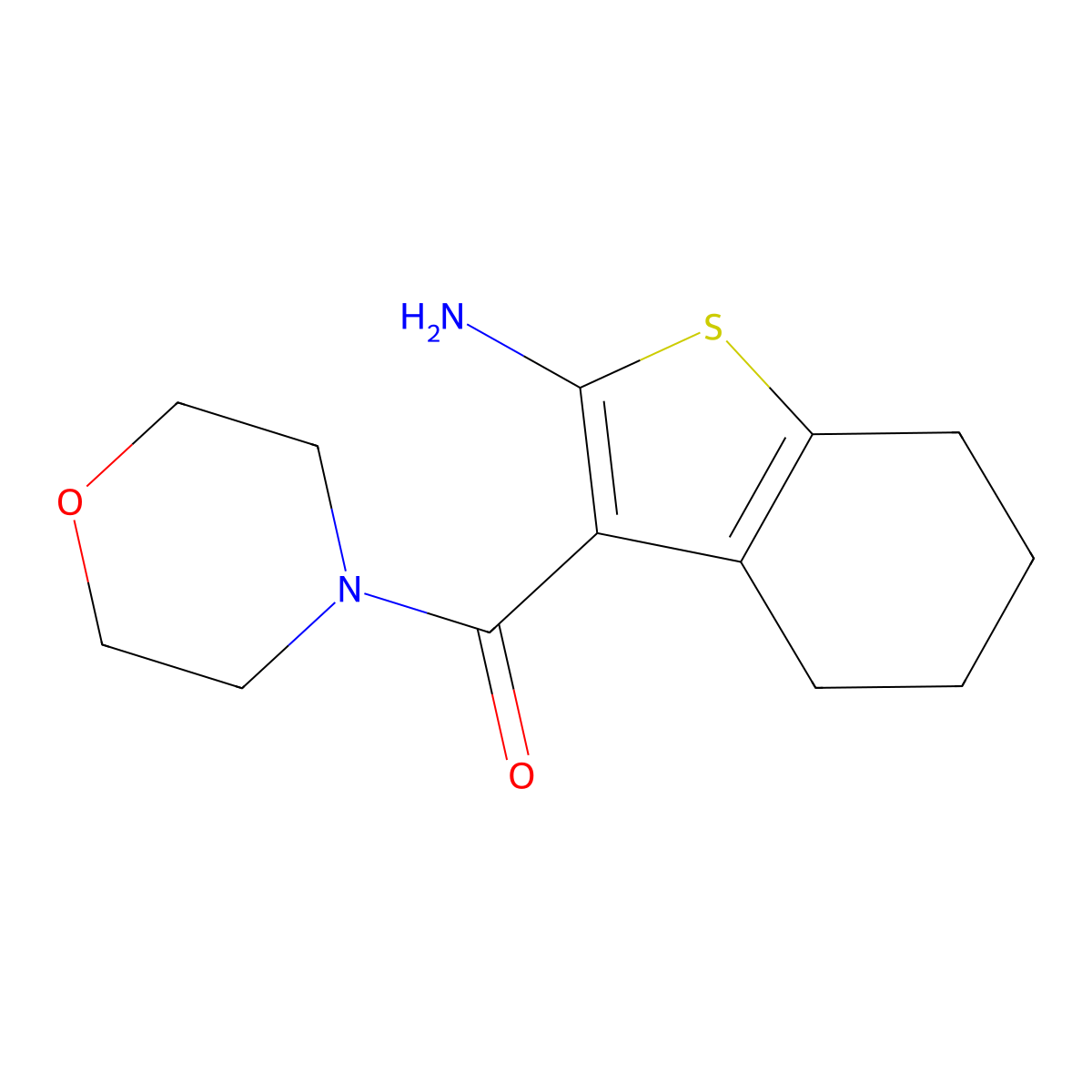 3-(Morpholin-4-ylcarbonyl)-4,5,6,7-tetrahydro-1-benzothien-2-ylamine molecular structure, CAS 554405-87-7
