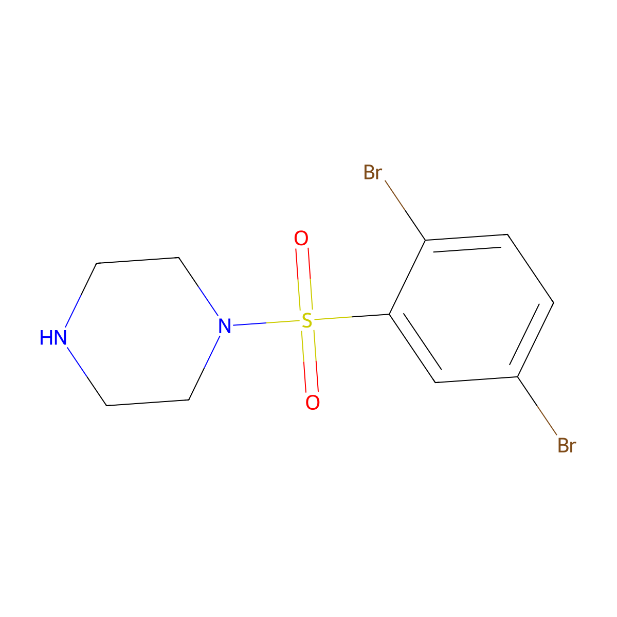 1-((2,5-Dibromophenyl)sulfonyl)piperazine molecular structure, CAS 554405-97-9