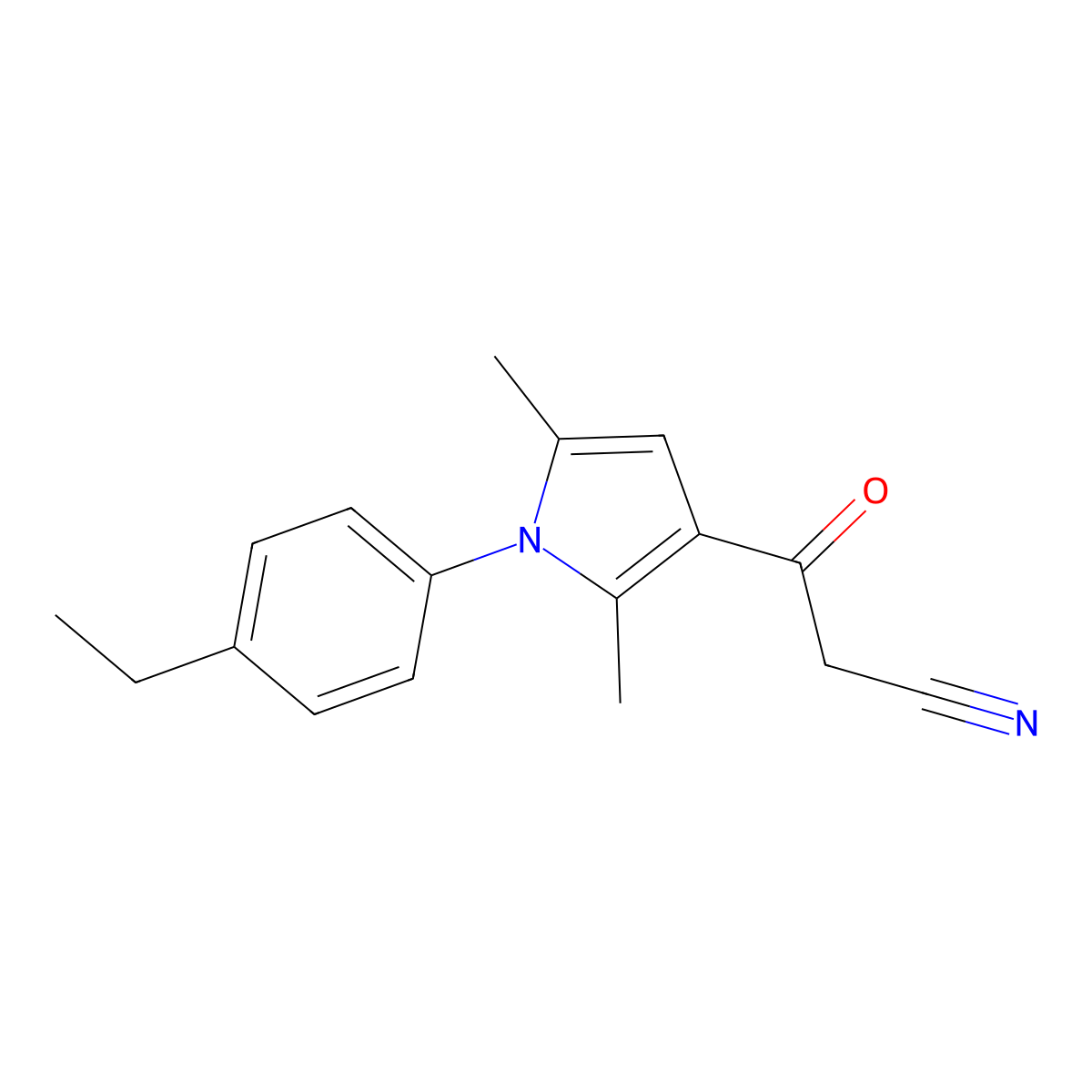 3-[1-(4-ethylphenyl)-2,5-dimethyl-1H-pyrrol-3-yl]-3-oxopropanenitrile molecular structure, CAS 554407-01-1