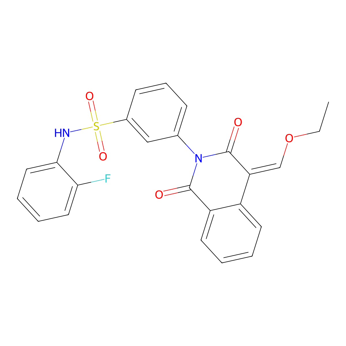 3-[4-(ethoxymethylidene)-1,3-dioxo-1,2,3,4-tetrahydroisoquinolin-2-yl]-N-(2-fluorophenyl)benzene-1-sulfonamide molecular structure, CAS 554407-64-6
