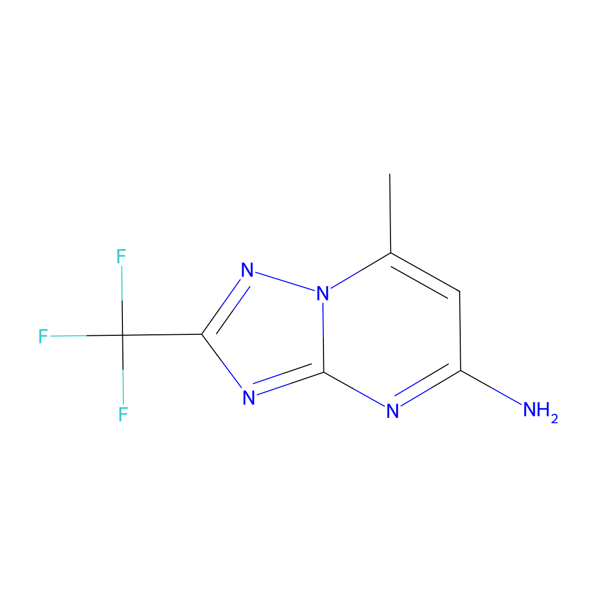 7-Methyl-2-(trifluoromethyl)-(1,2,4)triazolo(1,5-a)pyrimidin-5-amine molecular structure, CAS 554408-52-5
