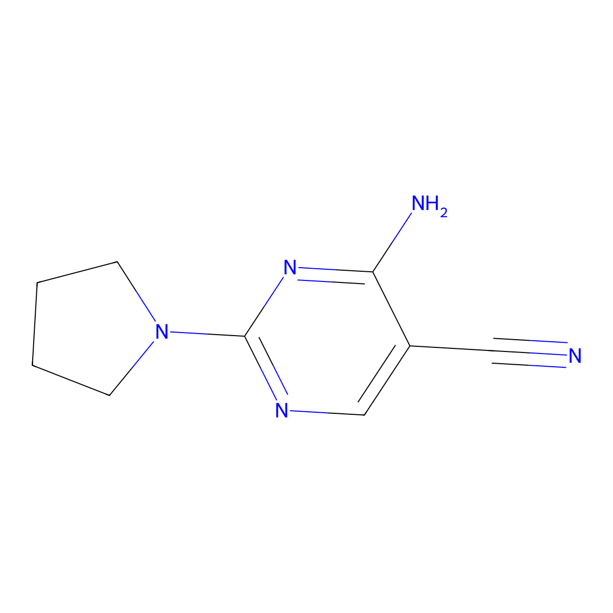 4-Amino-2-(pyrrolidin-1-yl)pyrimidine-5-carbonitrile molecular structure, CAS 55441-53-7