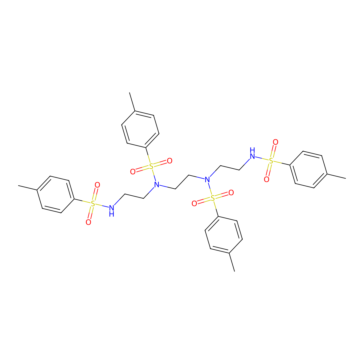 N,N'-ethane-1,2-diylbis[4-methyl-N-(2-{[(4-methylphenyl)sulfonyl]amino}ethyl)benzenesulfonamide] molecular structure, CAS 55442-07-4