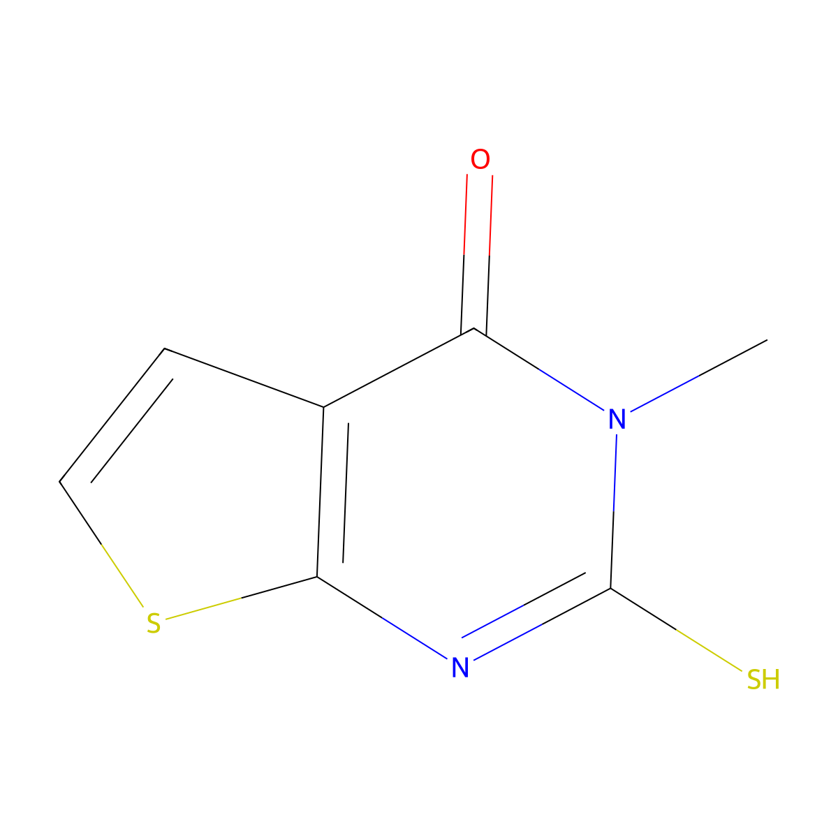 2-Mercapto-3-methyl-3H-thieno[2,3-d]pyrimidin-4-one molecular structure, CAS 554423-03-9