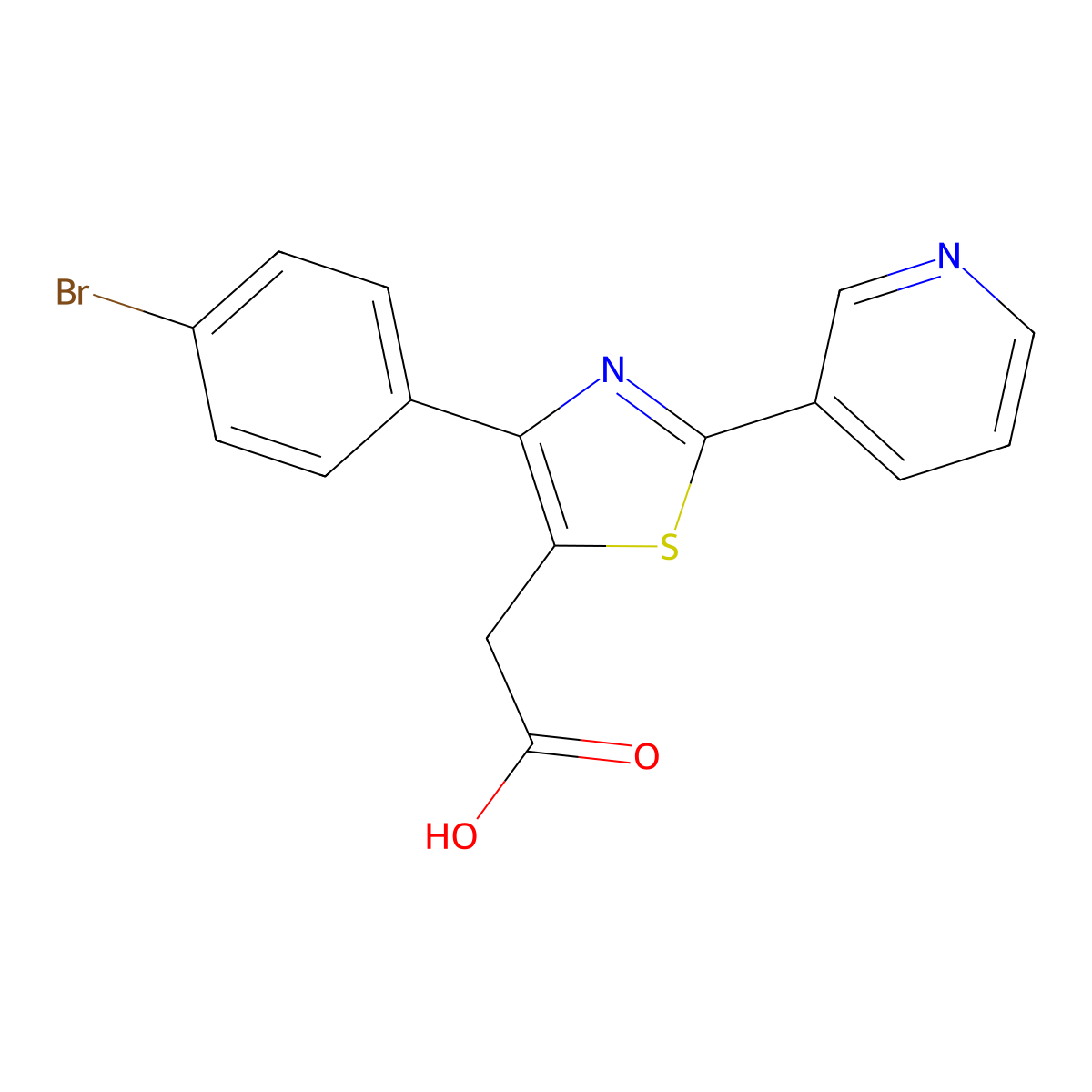 2-[4-(4-Bromophenyl)-2-(pyridin-3-yl)-1,3-thiazol-5-yl]acetic acid molecular structure, CAS 554423-29-9