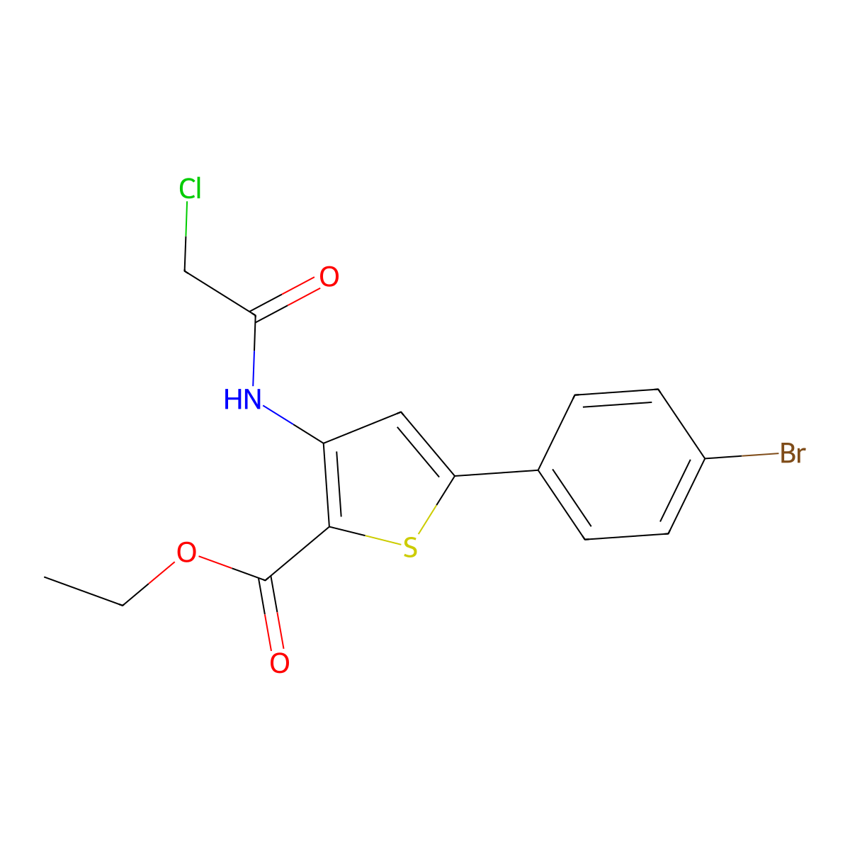 Ethyl 5-(4-bromophenyl)-3-(2-chloroacetamido)thiophene-2-carboxylate molecular structure, CAS 554423-32-4