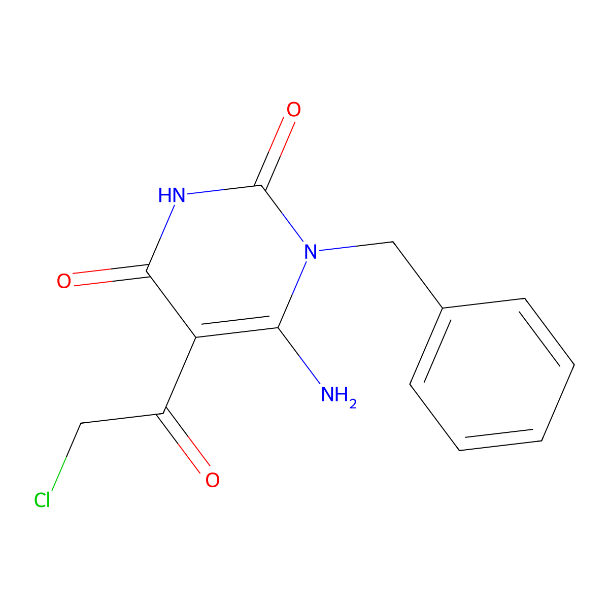 6-Amino-1-benzyl-5-(2-chloroacetyl)-1,2,3,4-tetrahydropyrimidine-2,4-dione molecular structure, CAS 554423-80-2