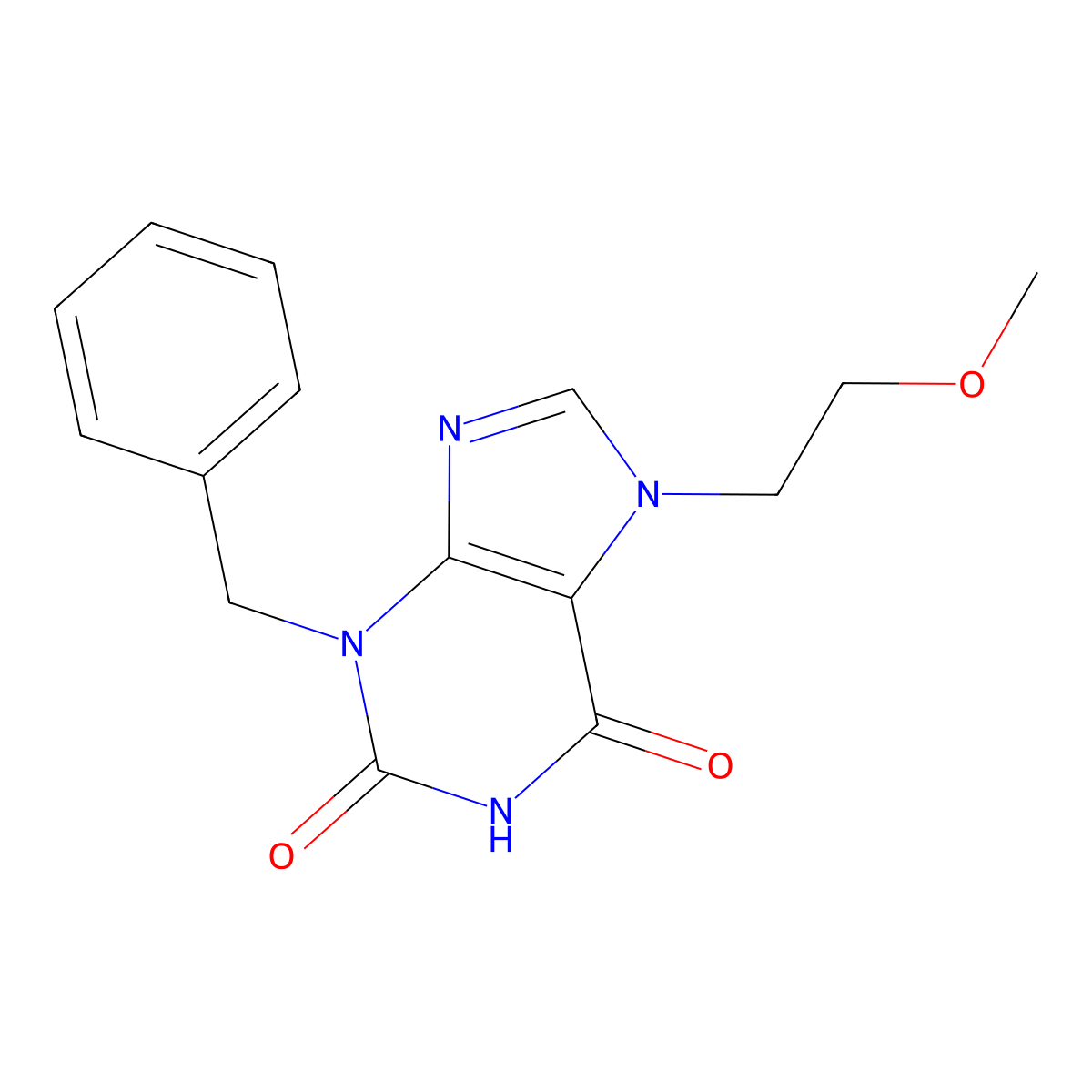 3-benzyl-7-(2-methoxyethyl)-2,3,6,7-tetrahydro-1H-purine-2,6-dione molecular structure, CAS 554423-81-3