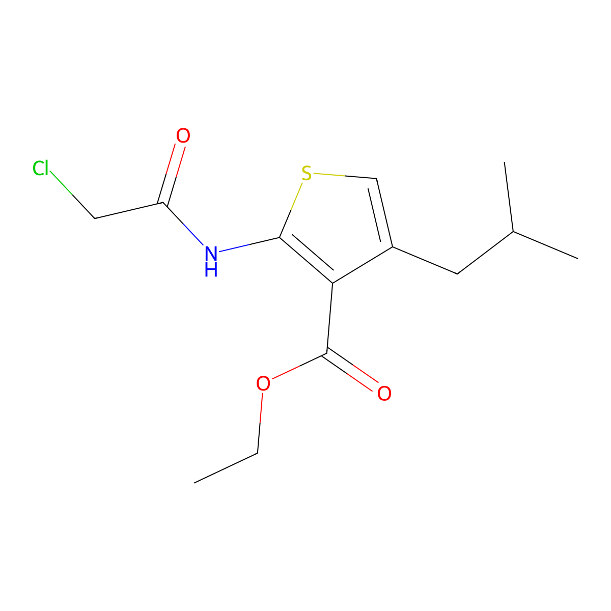 2-(2-Chloro-acetylamino)-4-isobutyl-thiophene-3-carboxylic acid ethyl ester molecular structure, CAS 554423-83-5